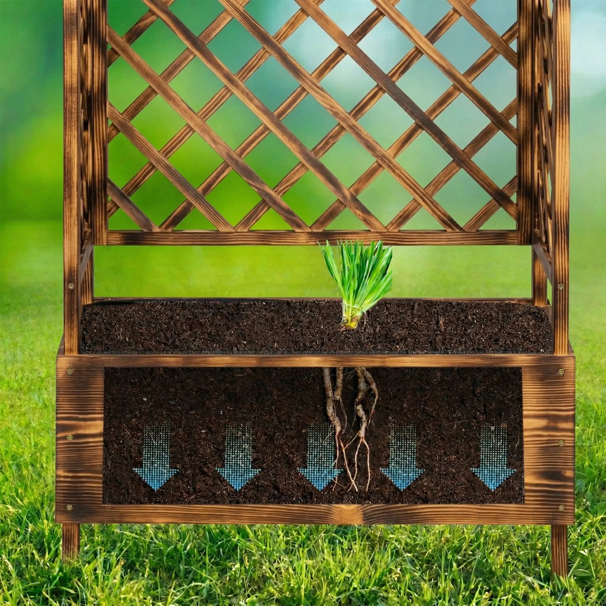 Blumenkasten mit Rankgitter & Dach Braun von Relaxdays
