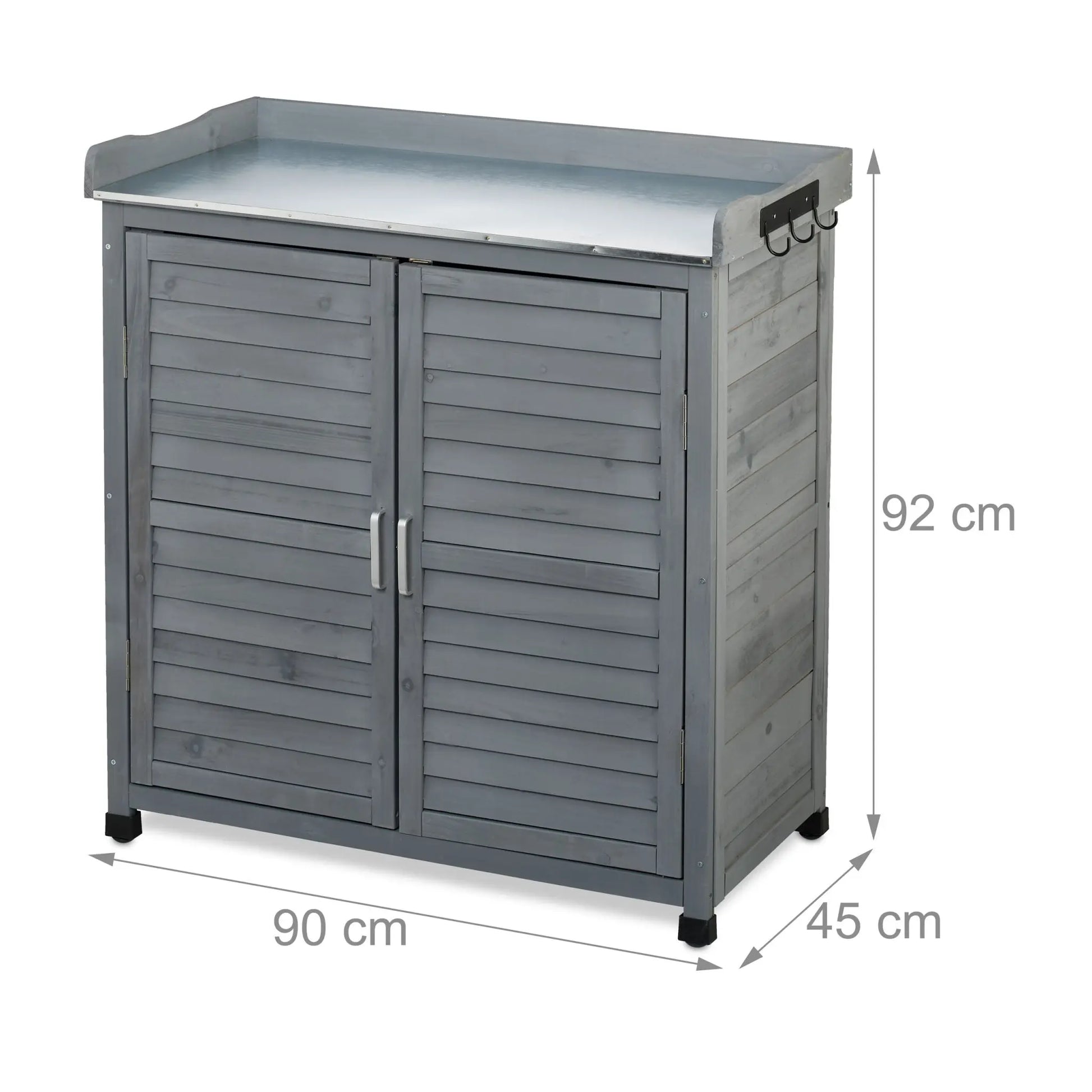Pflanztisch mit Unterschrank Schwarz-Silber-Grau von Relaxdays