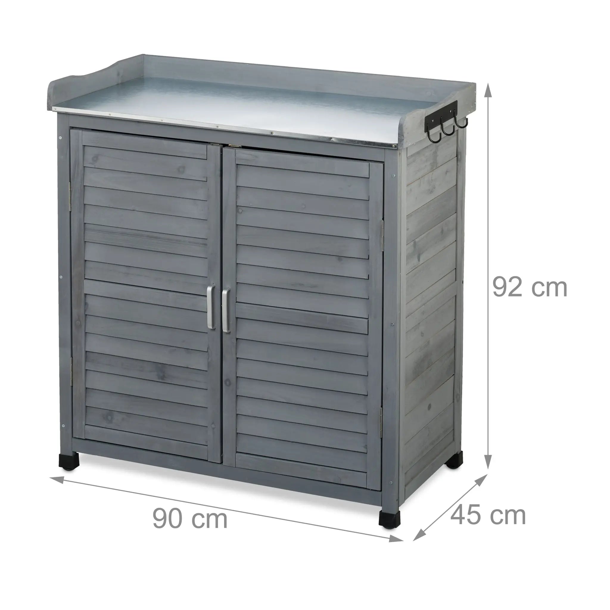 Pflanztisch mit Unterschrank Schwarz-Silber-Grau von Relaxdays