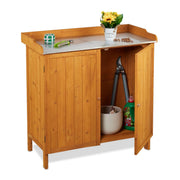 Pflanztisch mit Unterschrank Orange-Silber von Relaxdays