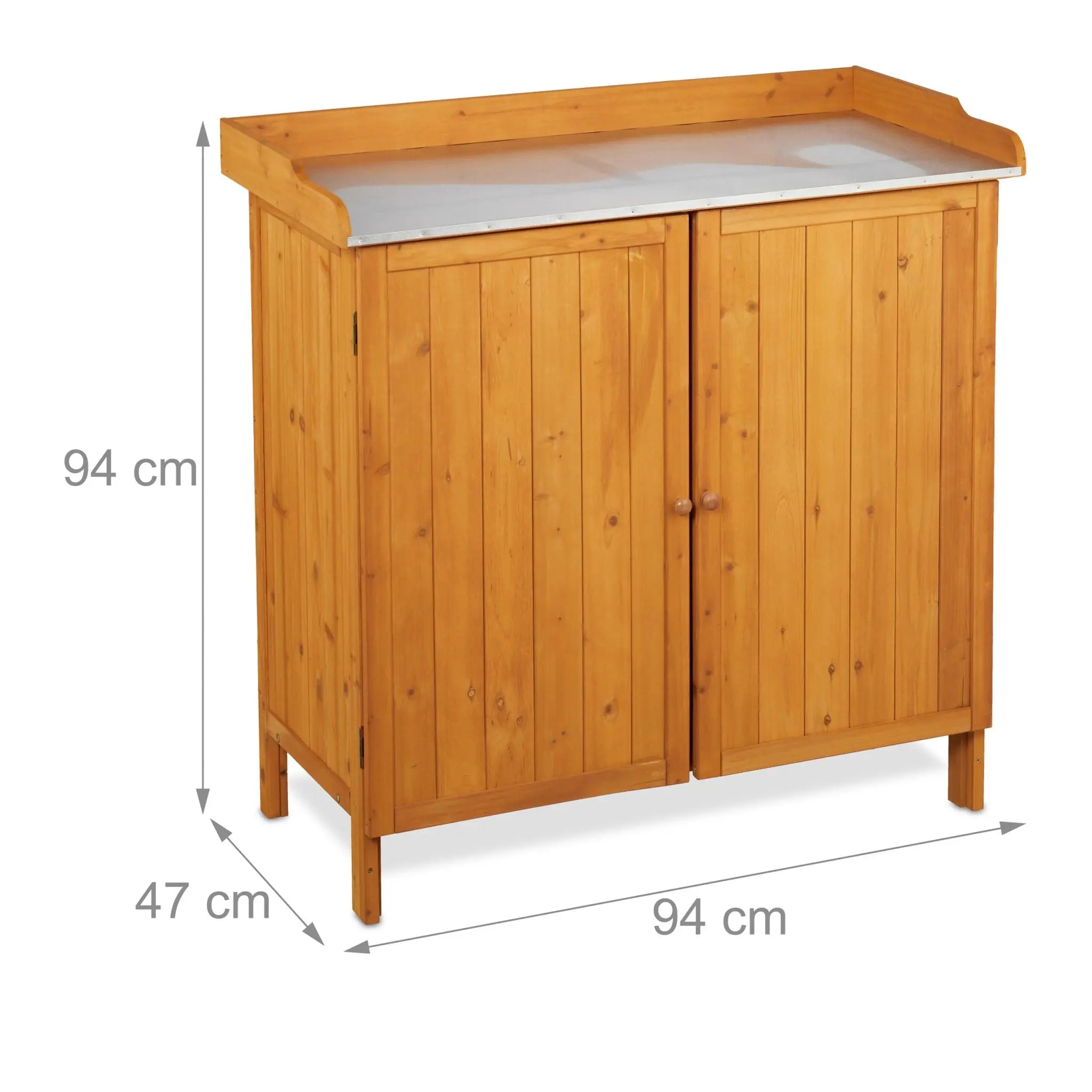 Pflanztisch mit Unterschrank Orange-Silber von Relaxdays