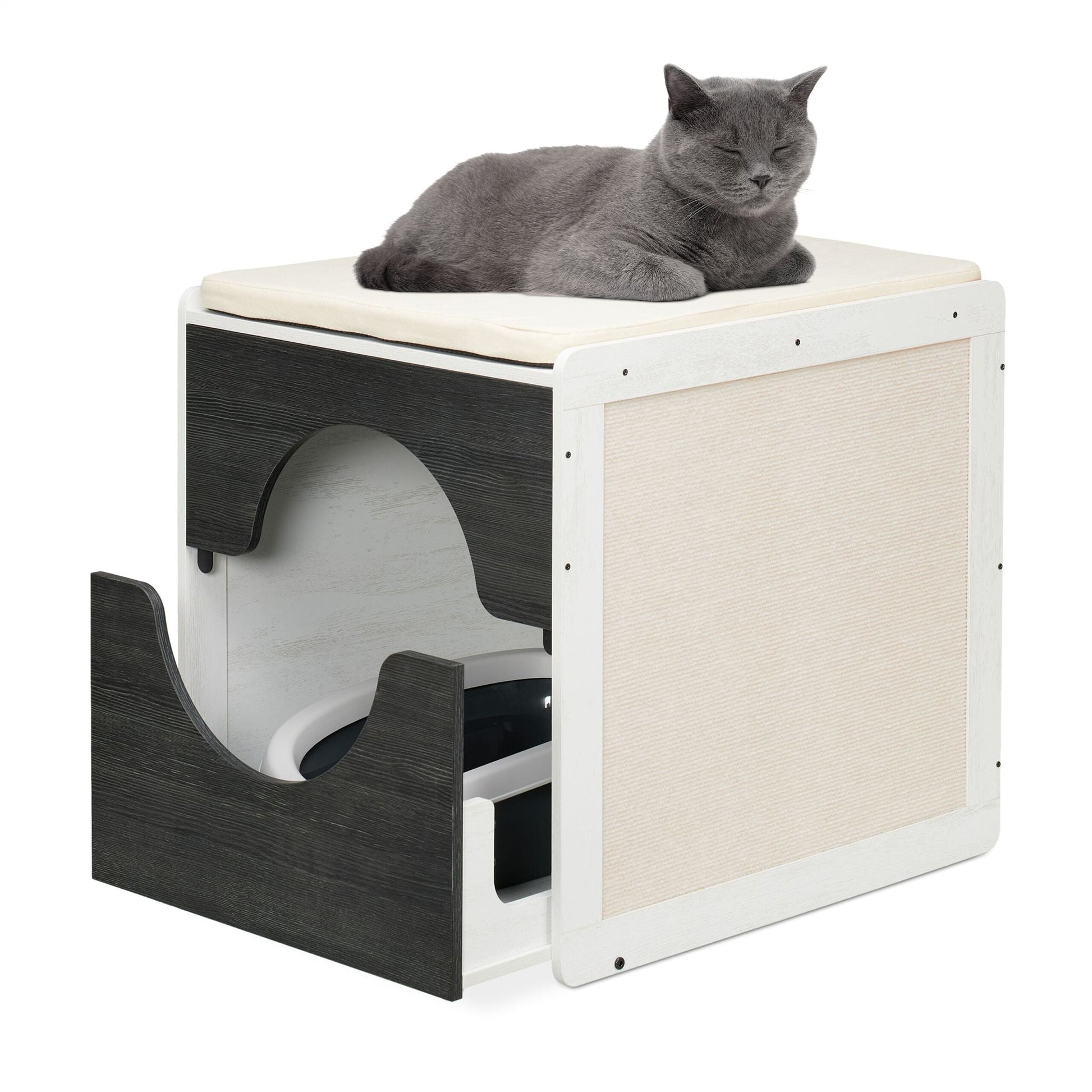 Katzenschrank für Katzentoilette Anthrazit-Weiss-Creme von Relaxdays