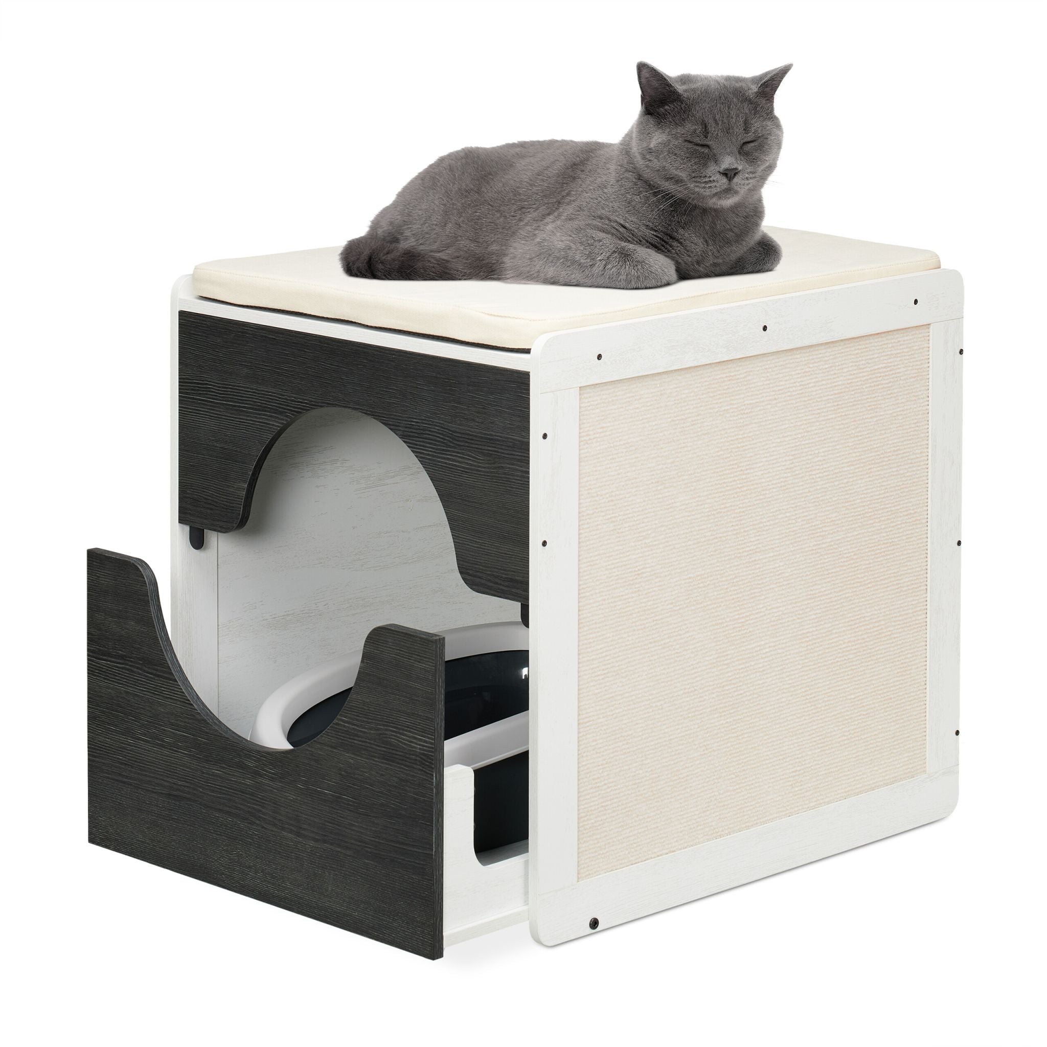 Katzenschrank für Katzentoilette Anthrazit-Weiss-Creme von Relaxdays