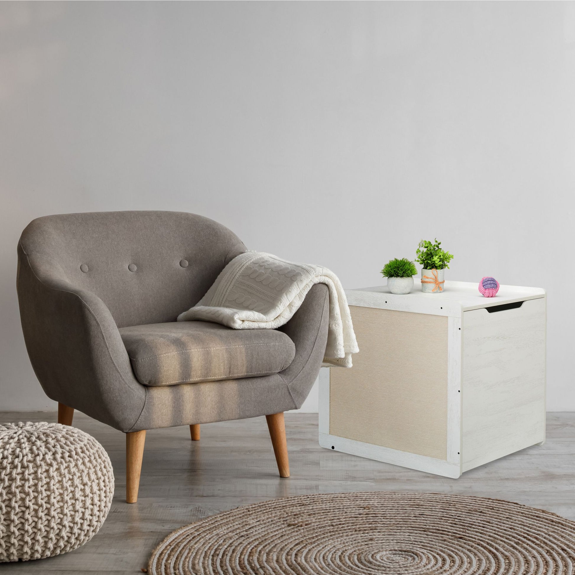 Katzenschrank für Katzentoilette Anthrazit-Weiss-Creme von Relaxdays
