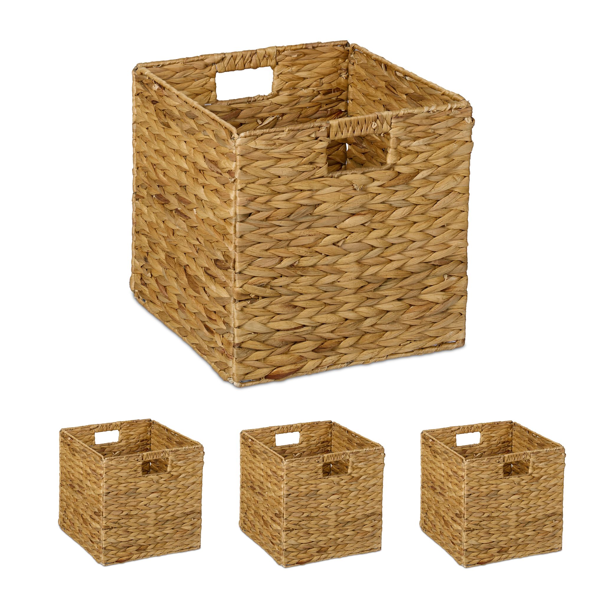 Aufbewahrungskorb Wasserhyazinthe Set Hellbraun von Relaxdays