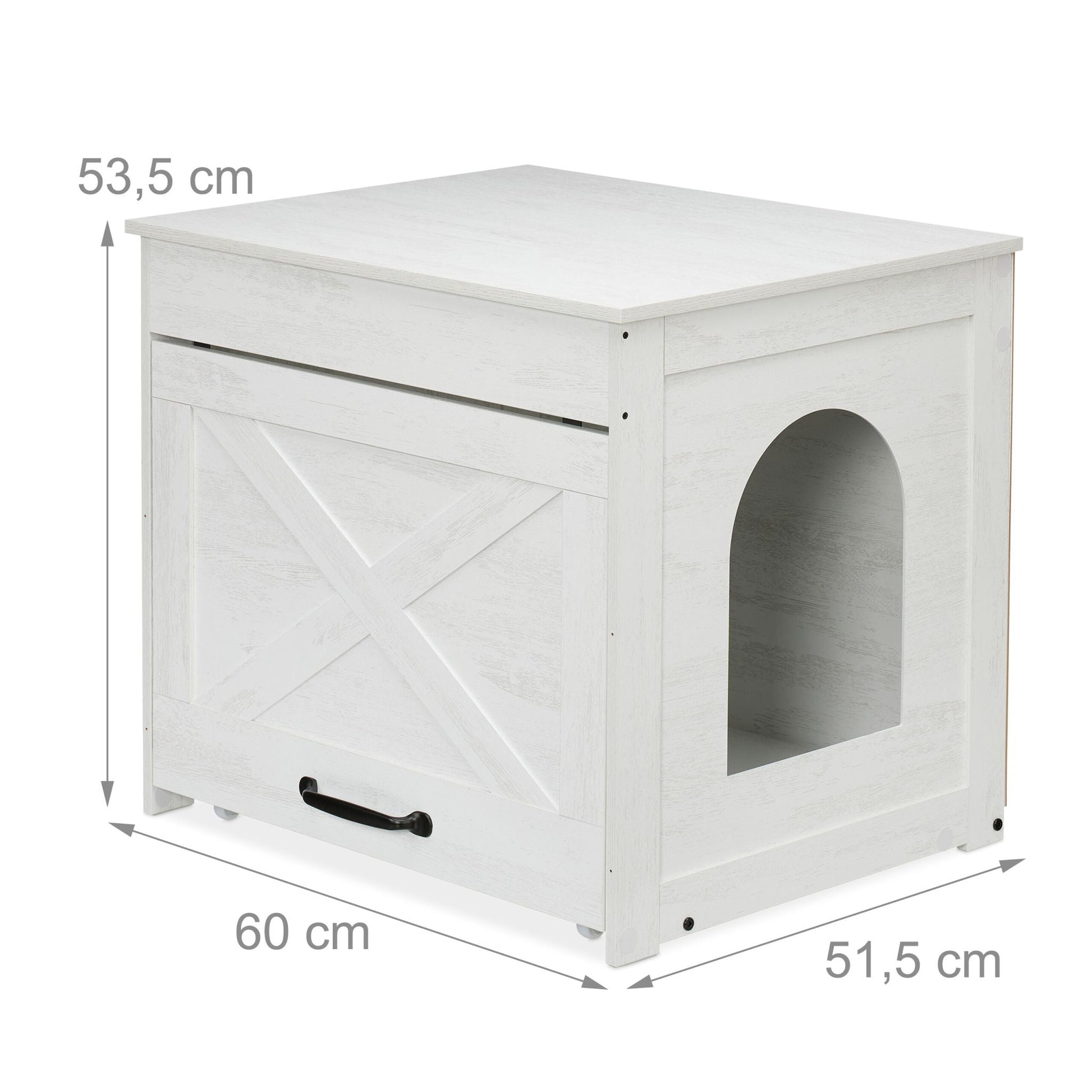 Katzenschrank für Katzentoilette Weiss-Creme-Schwarz von Relaxdays