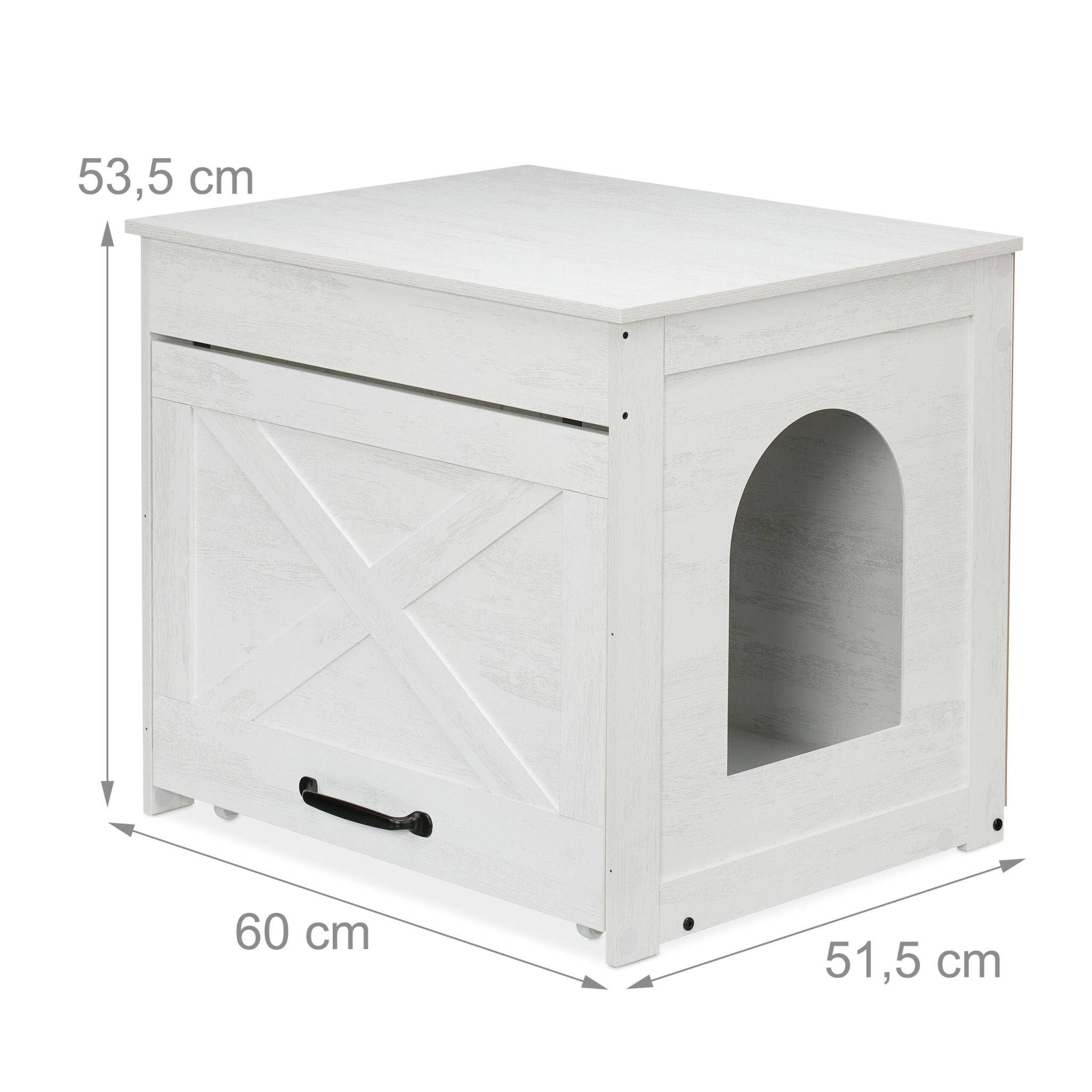 Katzenschrank für Katzentoilette Weiss-Creme-Schwarz von Relaxdays