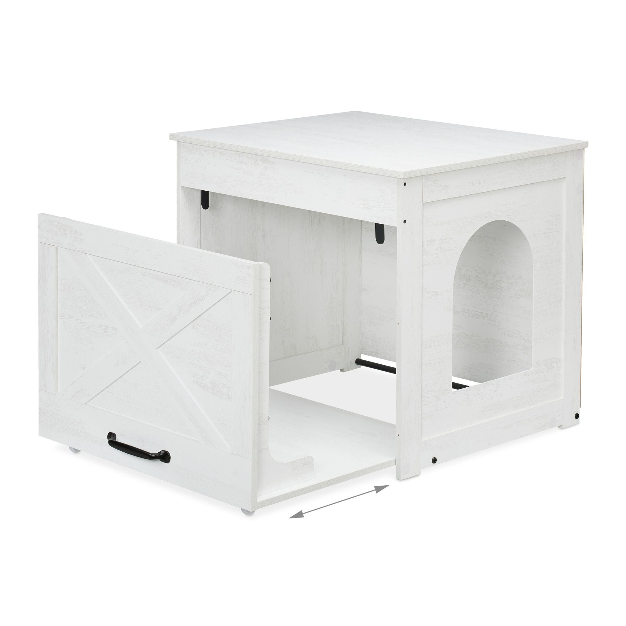 Katzenschrank für Katzentoilette Weiss-Creme-Schwarz von Relaxdays