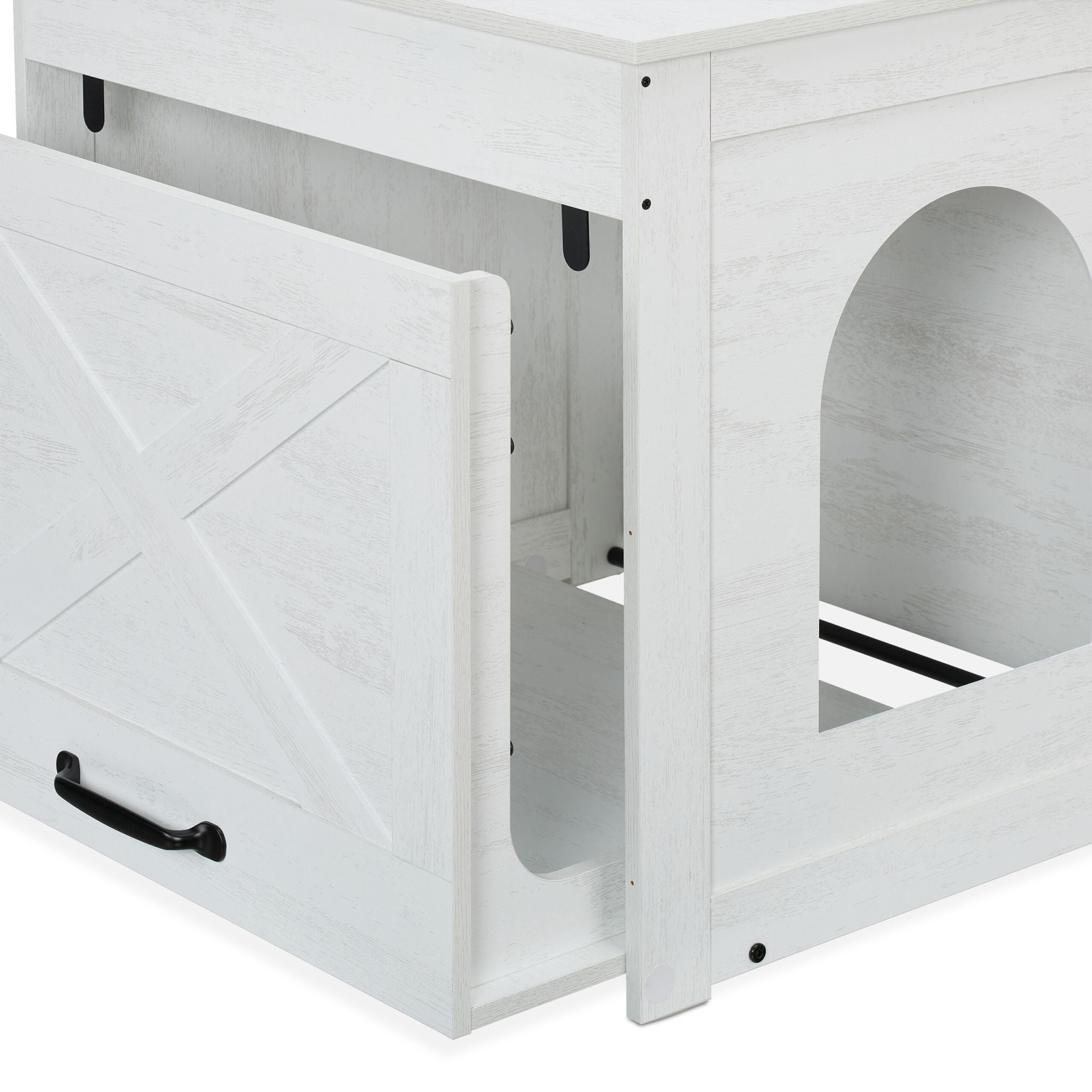 Katzenschrank für Katzentoilette Weiss-Creme-Schwarz von Relaxdays
