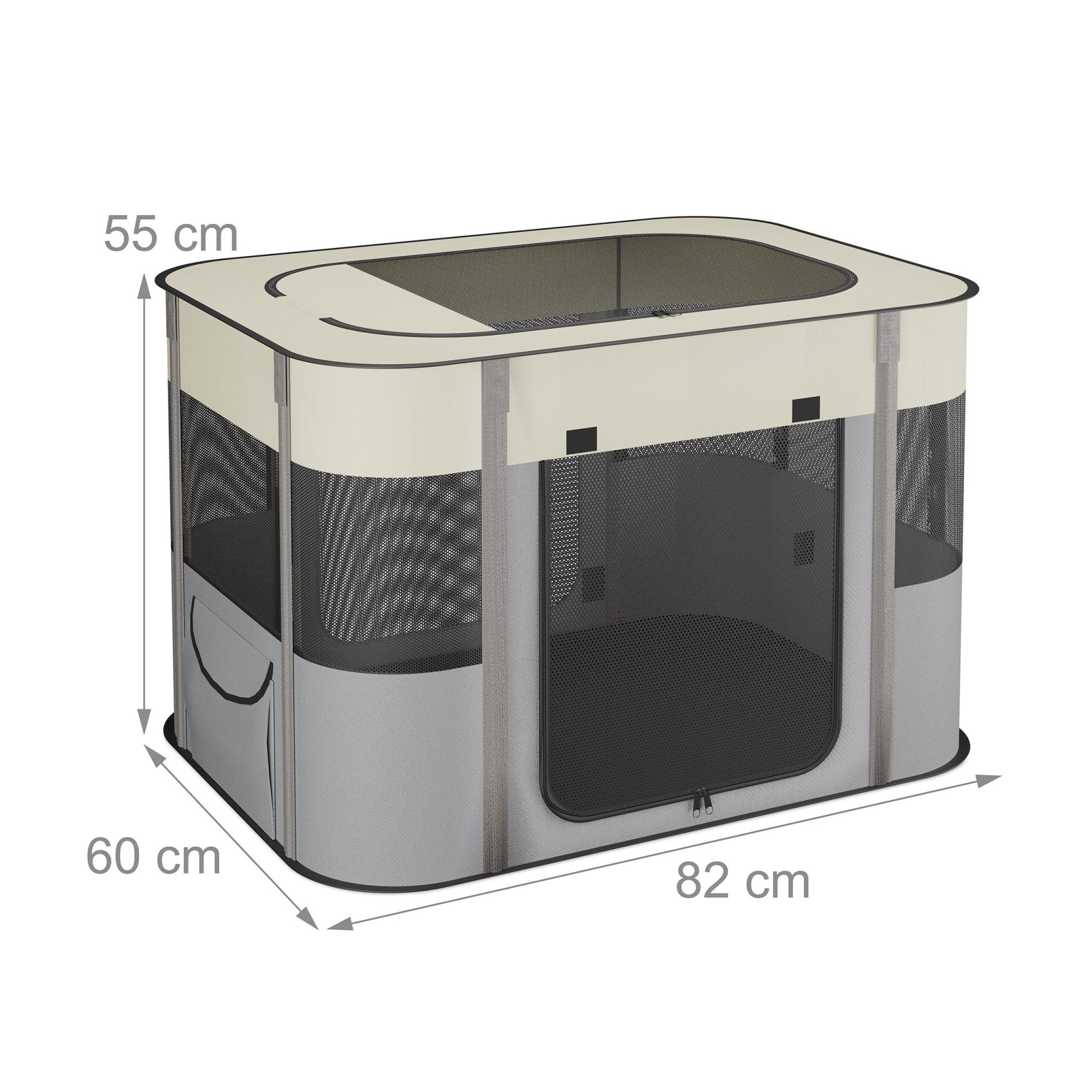 Welpenauslauf faltbar drinnen & draussen Creme-Schwarz-Grau von Relaxdays