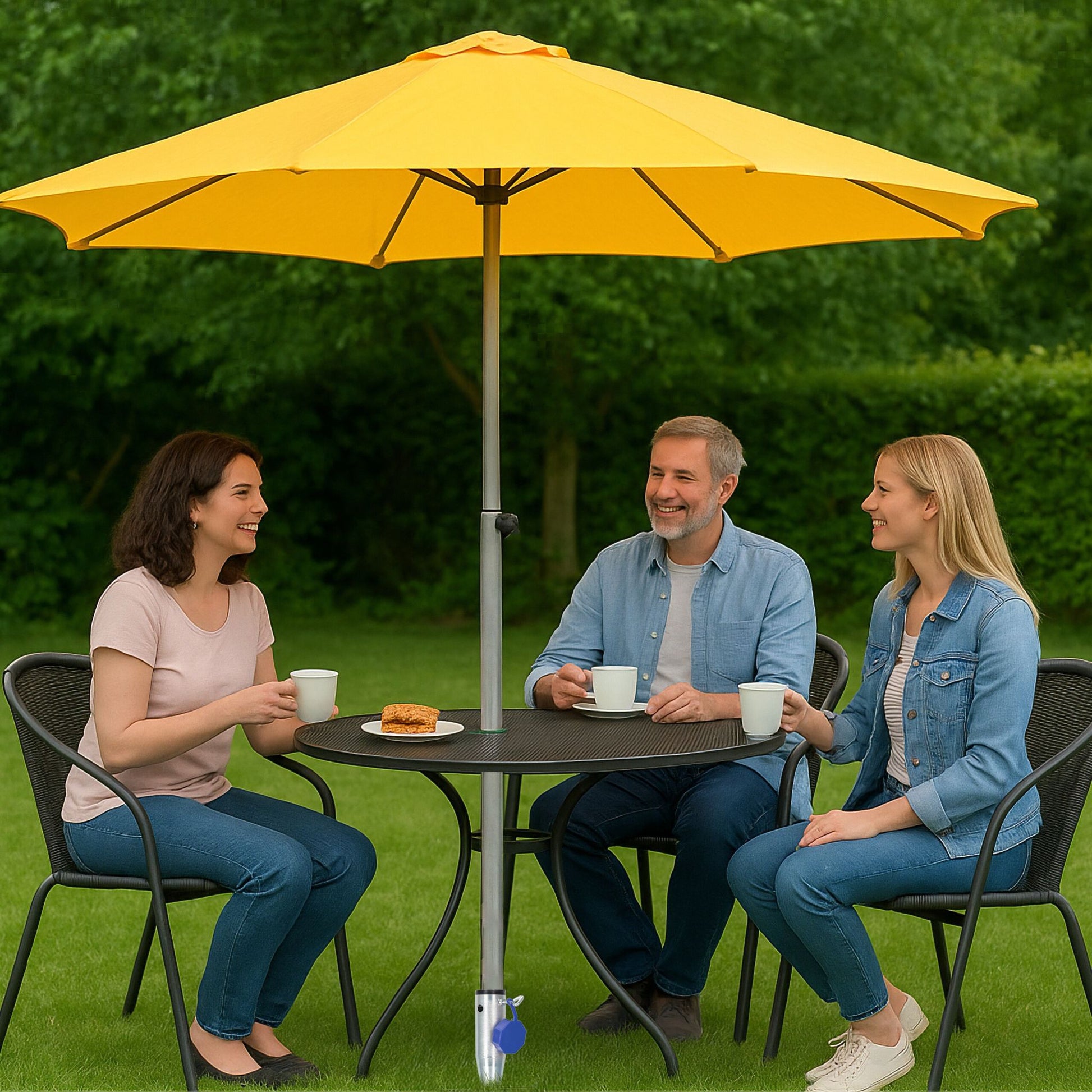 Bodenhülse für Sonnenschirm Blau-Schwarz-Silber von Relaxdays