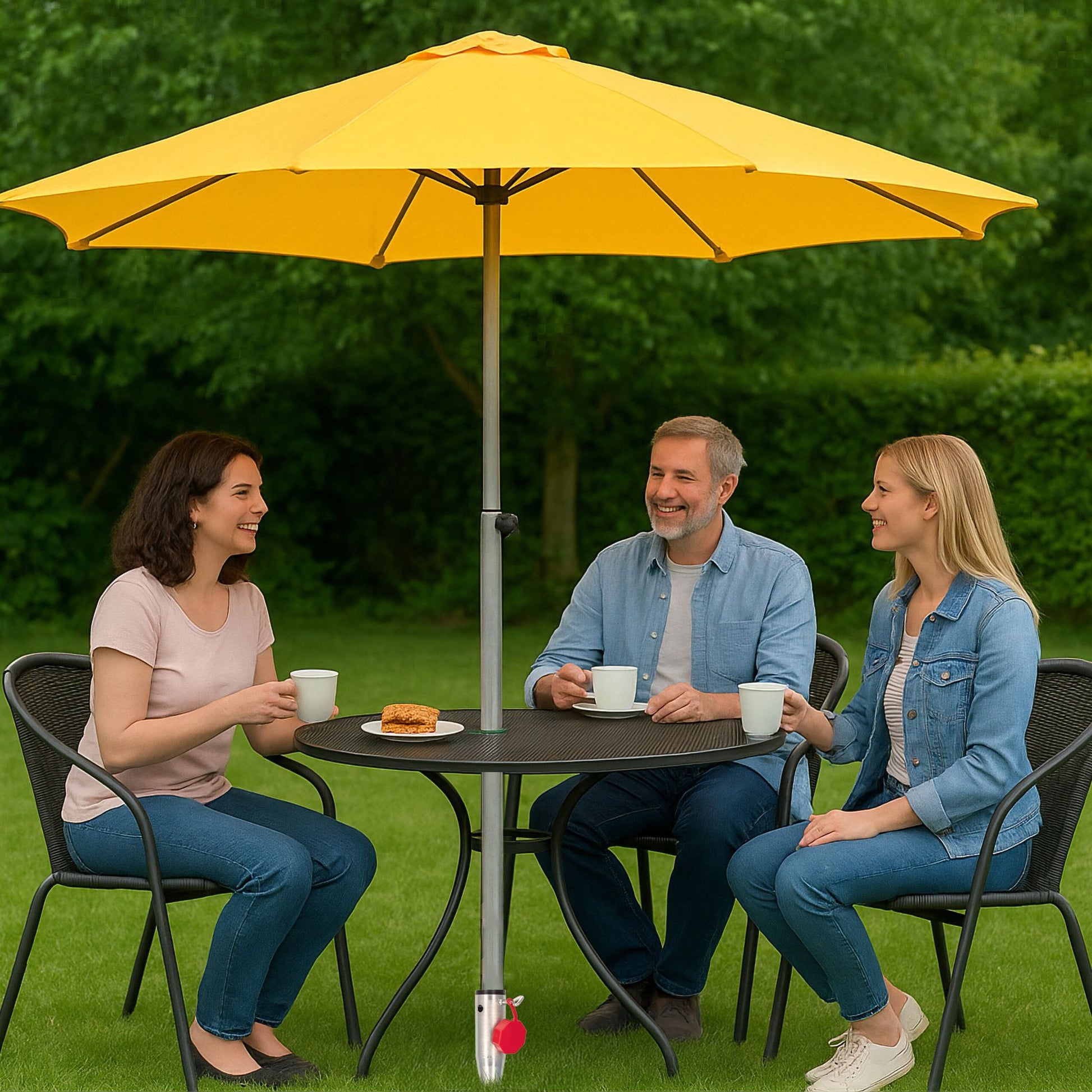 Bodenhülse für Sonnenschirm Rot-Schwarz-Silber von Relaxdays