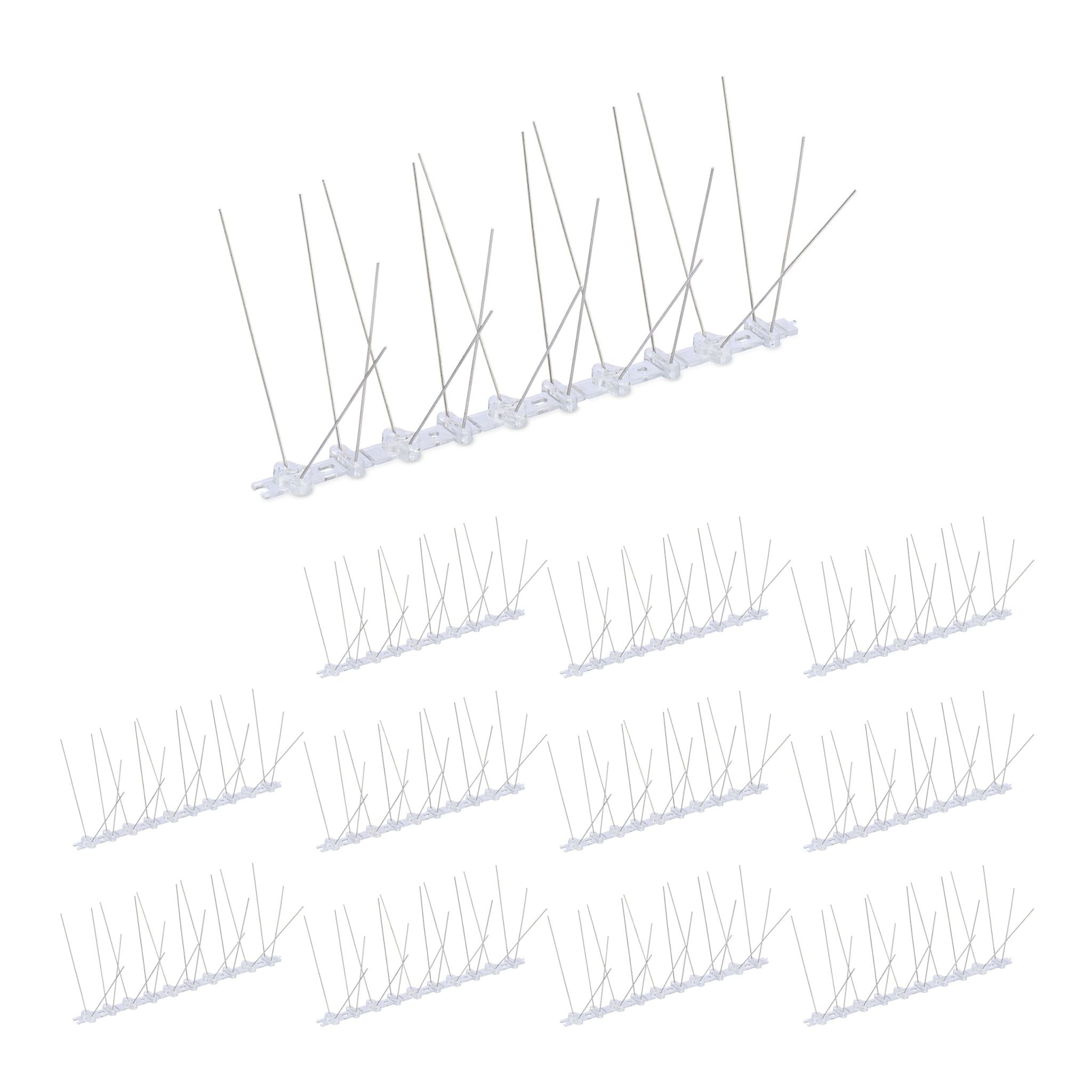 Vogelabwehr Spikes 12er-Set Silber-Transparent von Relaxdays