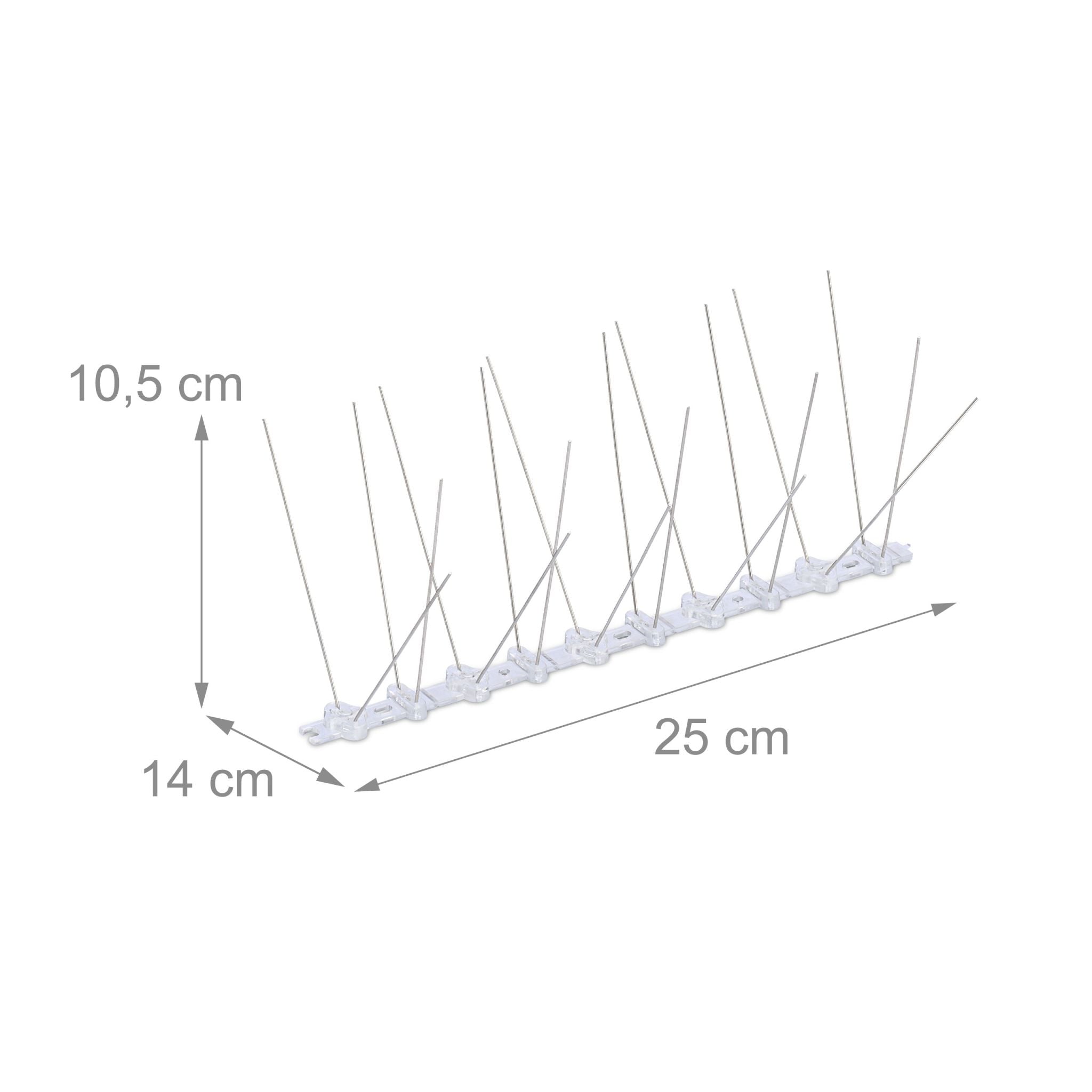 Vogelabwehr Spikes 12er-Set Silber-Transparent von Relaxdays