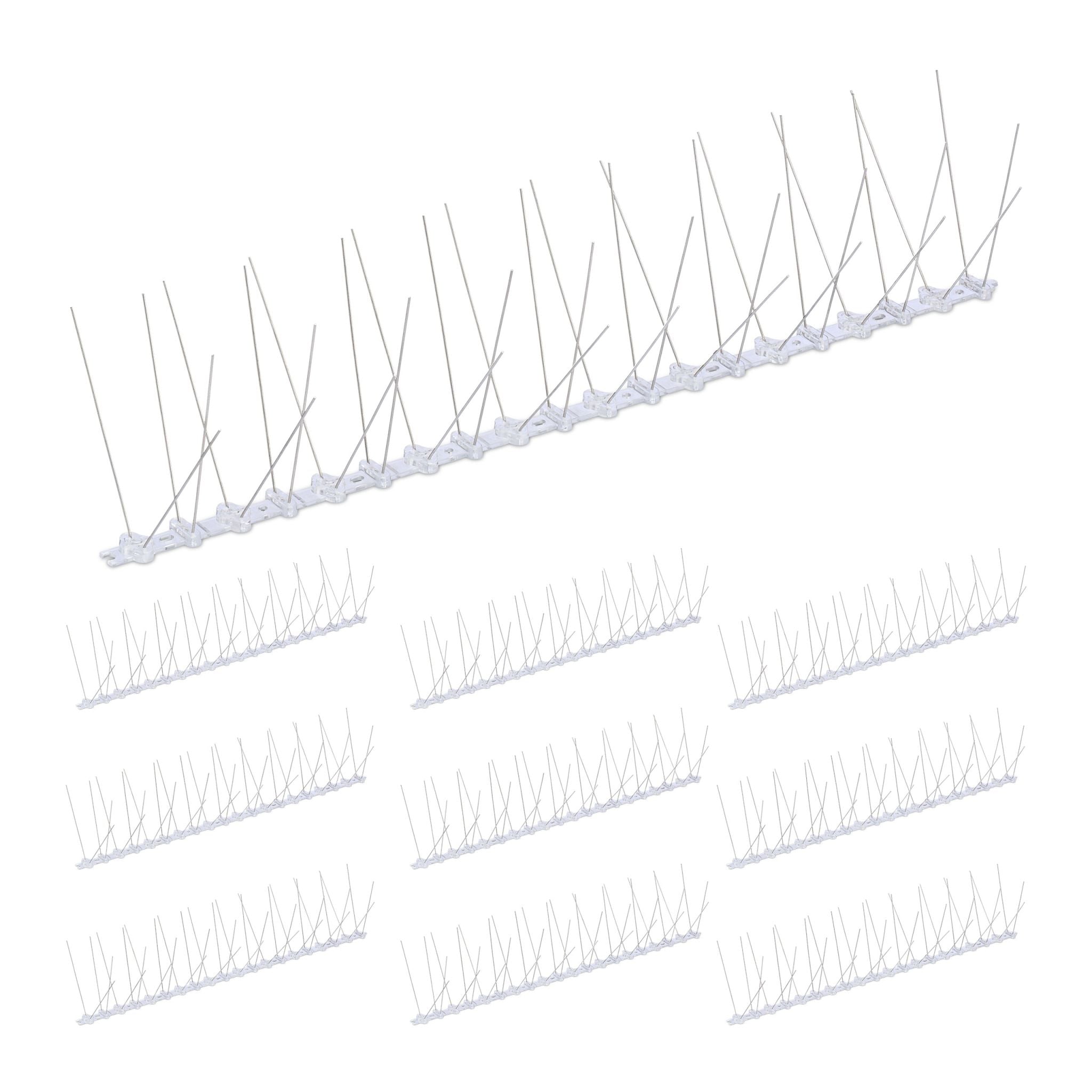 Vogelabwehr Spikes 10er-Set Silber-Transparent von Relaxdays