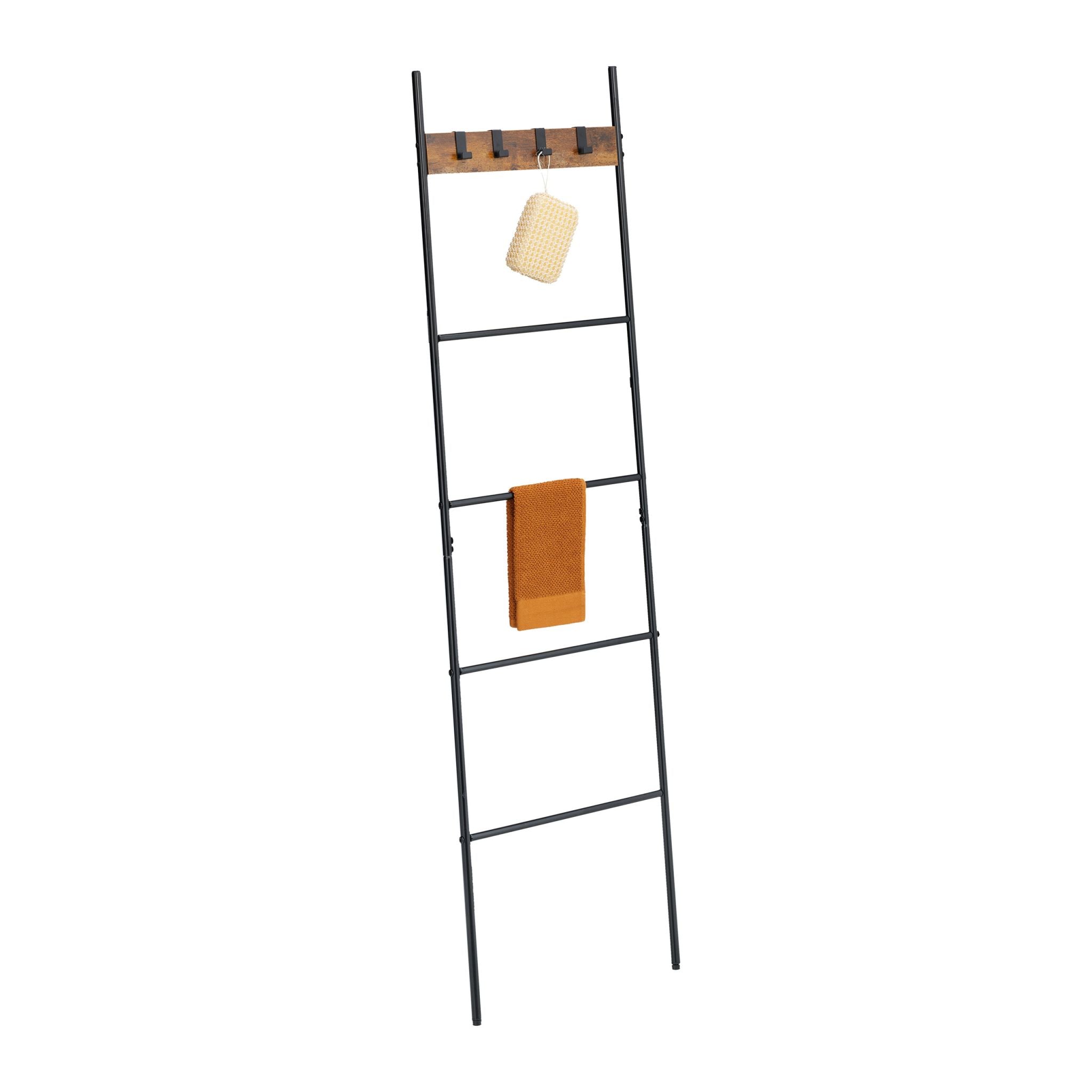 Industrial Handtuchleiter mit 4 Sprossen Braun-Schwarz von Relaxdays