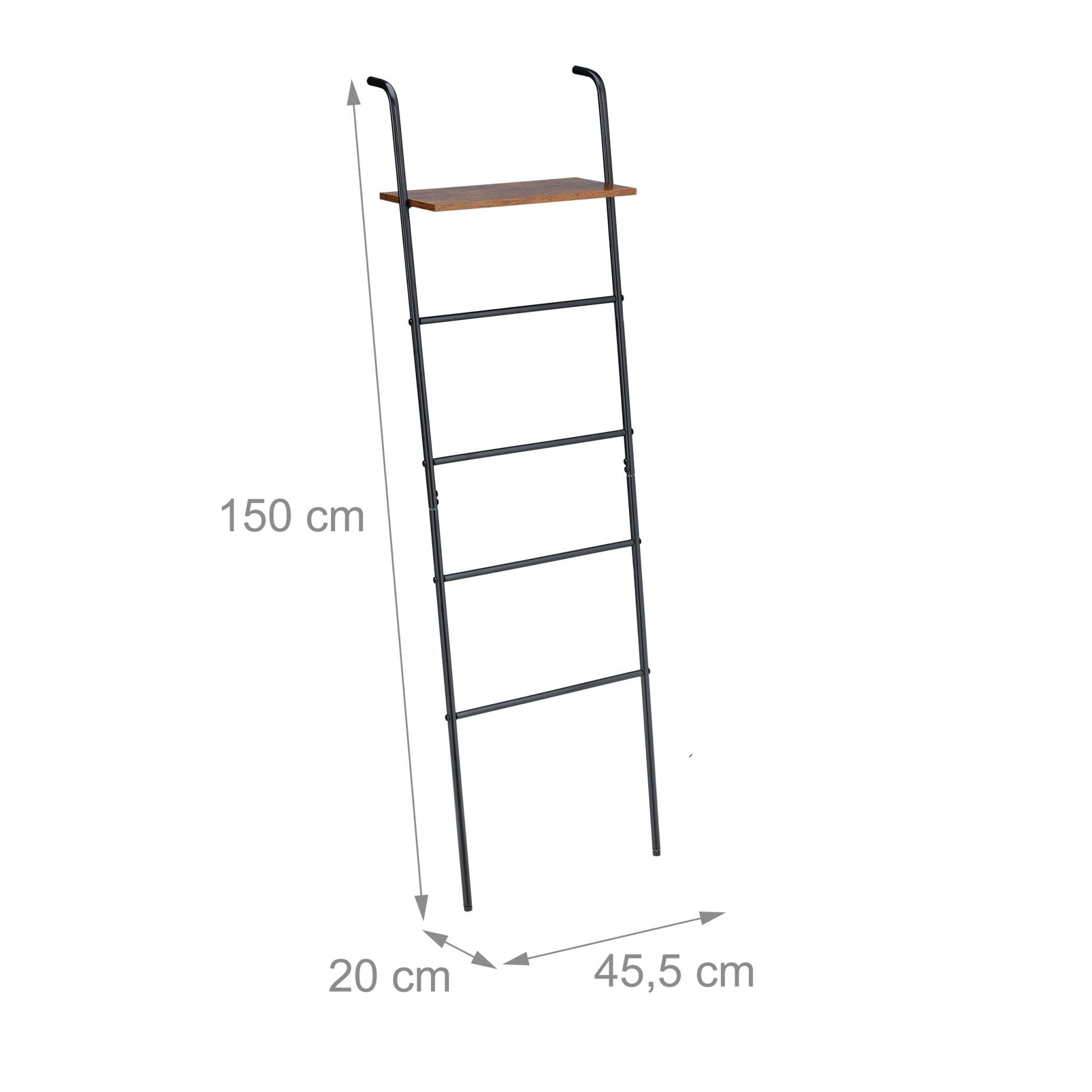 Industrial Handtuchleiter mit Ablage Braun-Schwarz von Relaxdays