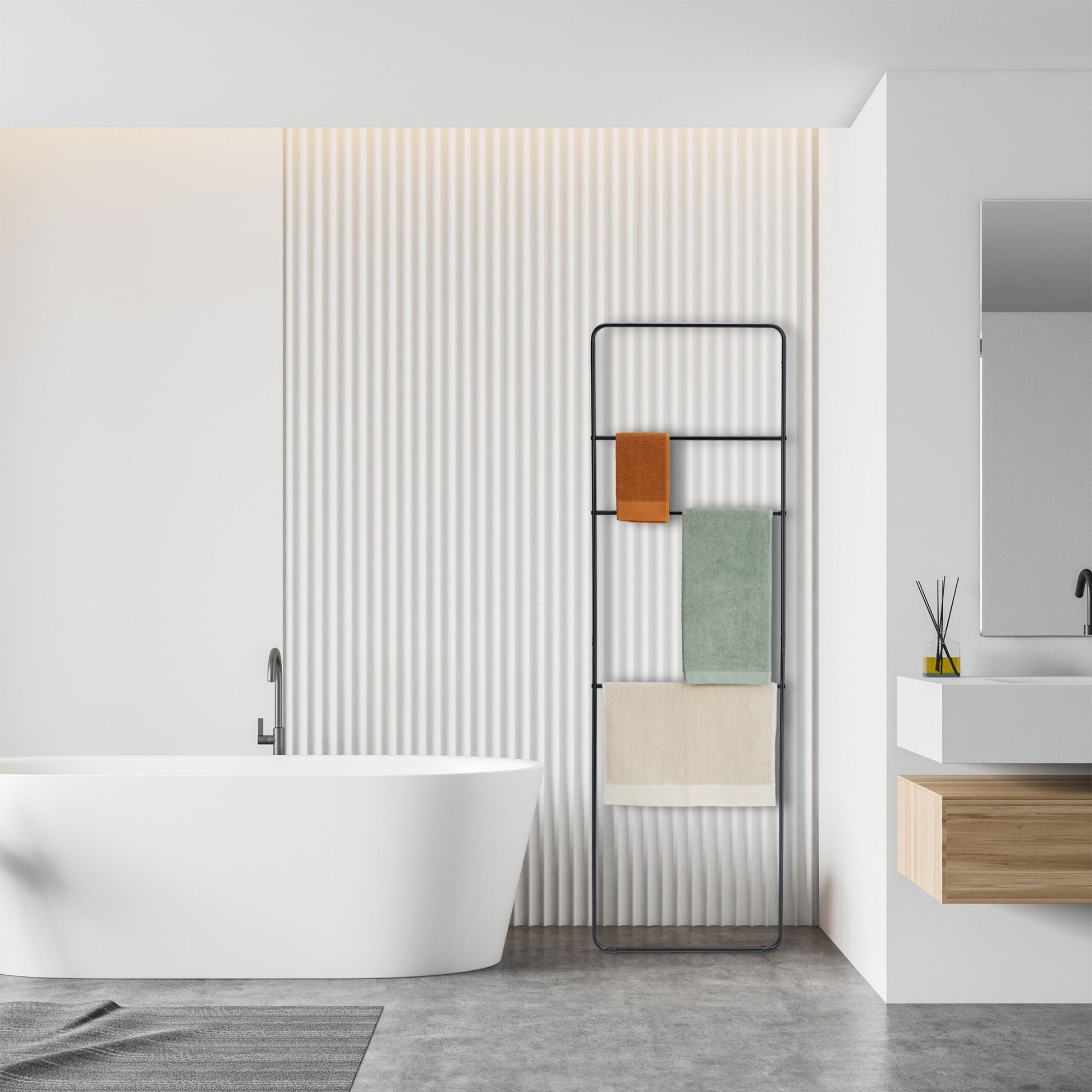 Handtuchleiter Metall mit 3 Sprossen Schwarz von Relaxdays