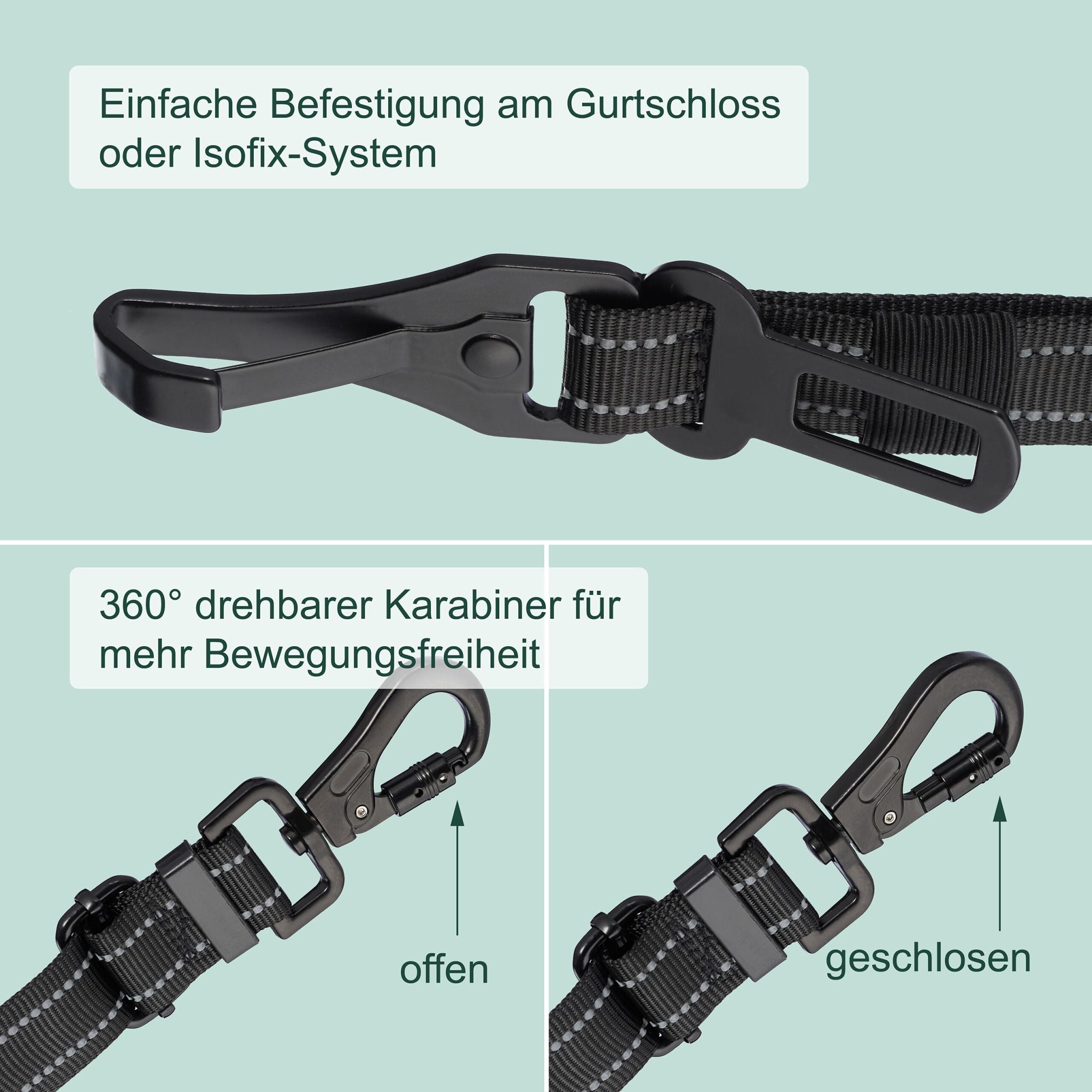 Verstellbarer Hundegurt für Auto Schwarz von Relaxdays