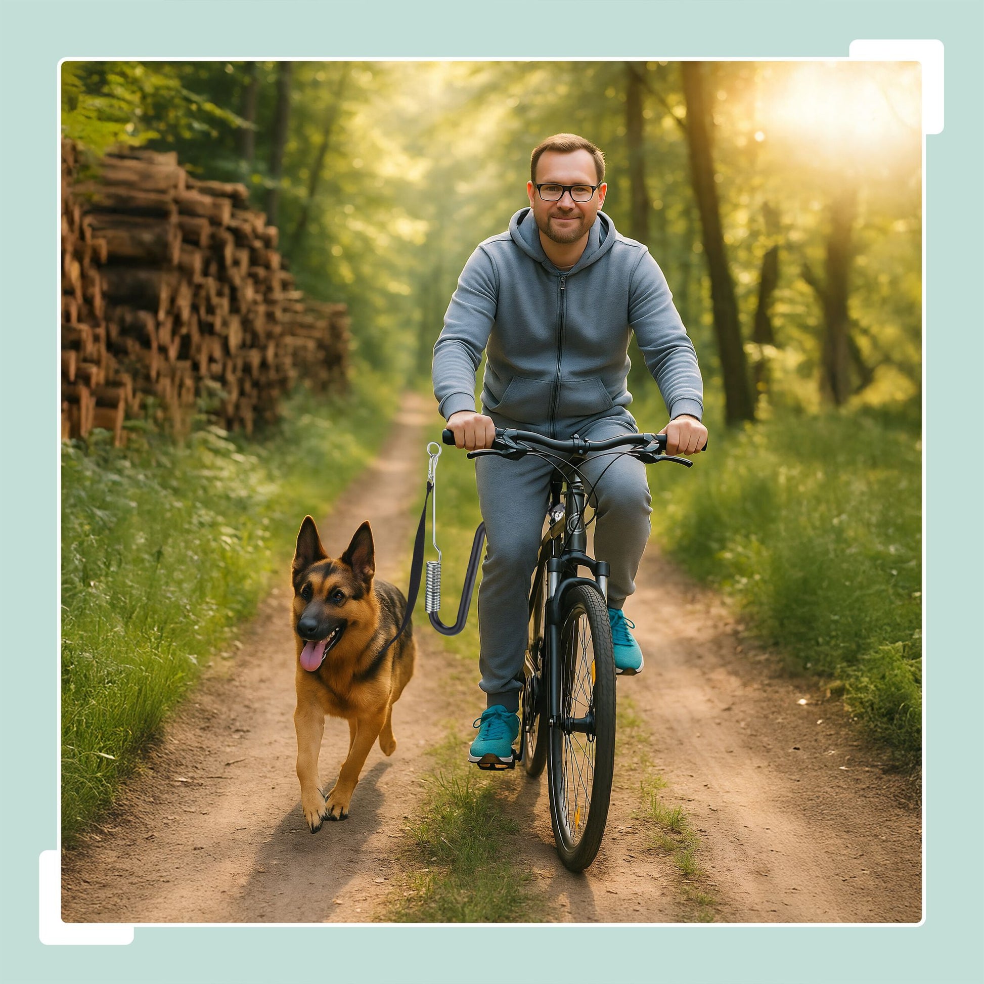 Fahrradleine für Hunde mit Abstandhalter Schwarz-Silber von Relaxdays