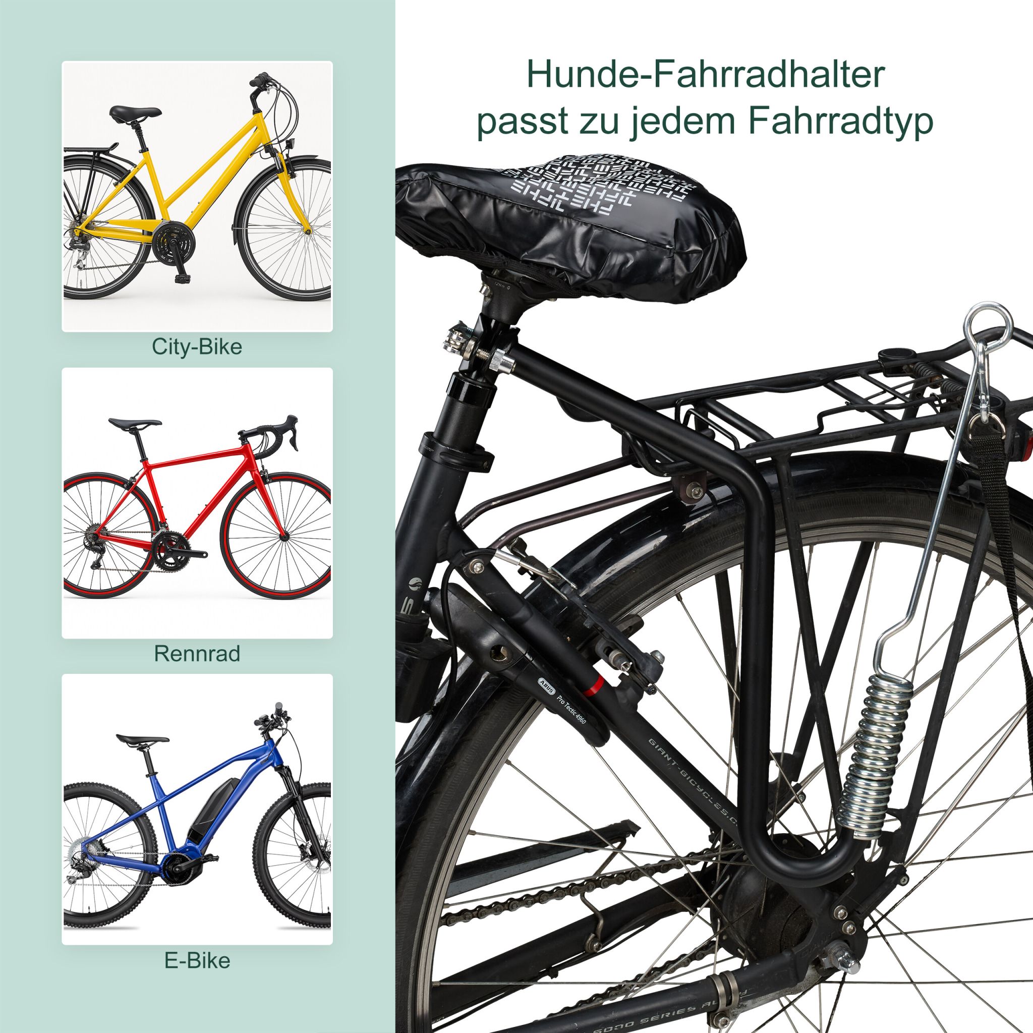 Fahrradleine für Hunde mit Abstandhalter Schwarz-Silber von Relaxdays