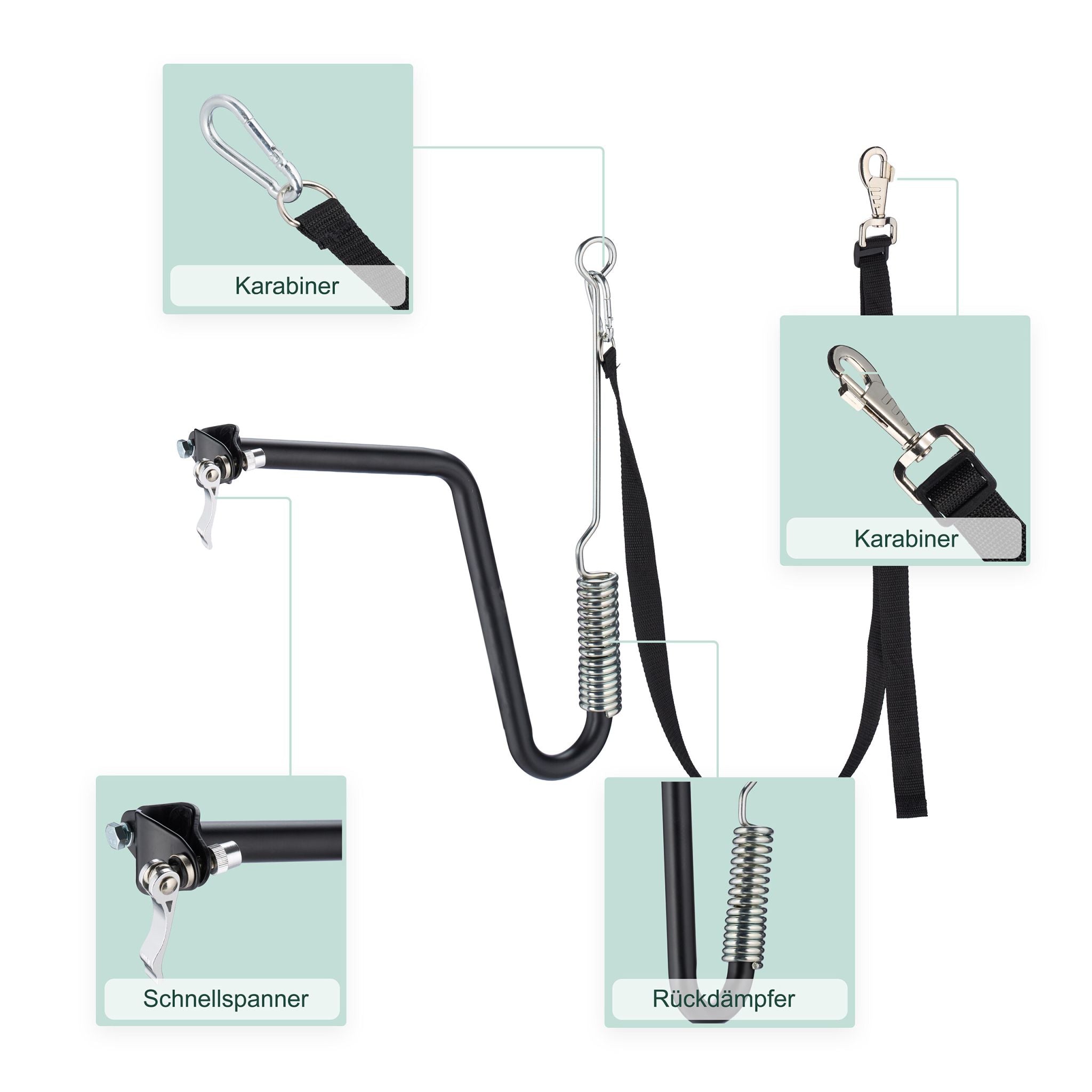 Fahrradleine für Hunde mit Abstandhalter Schwarz-Silber von Relaxdays