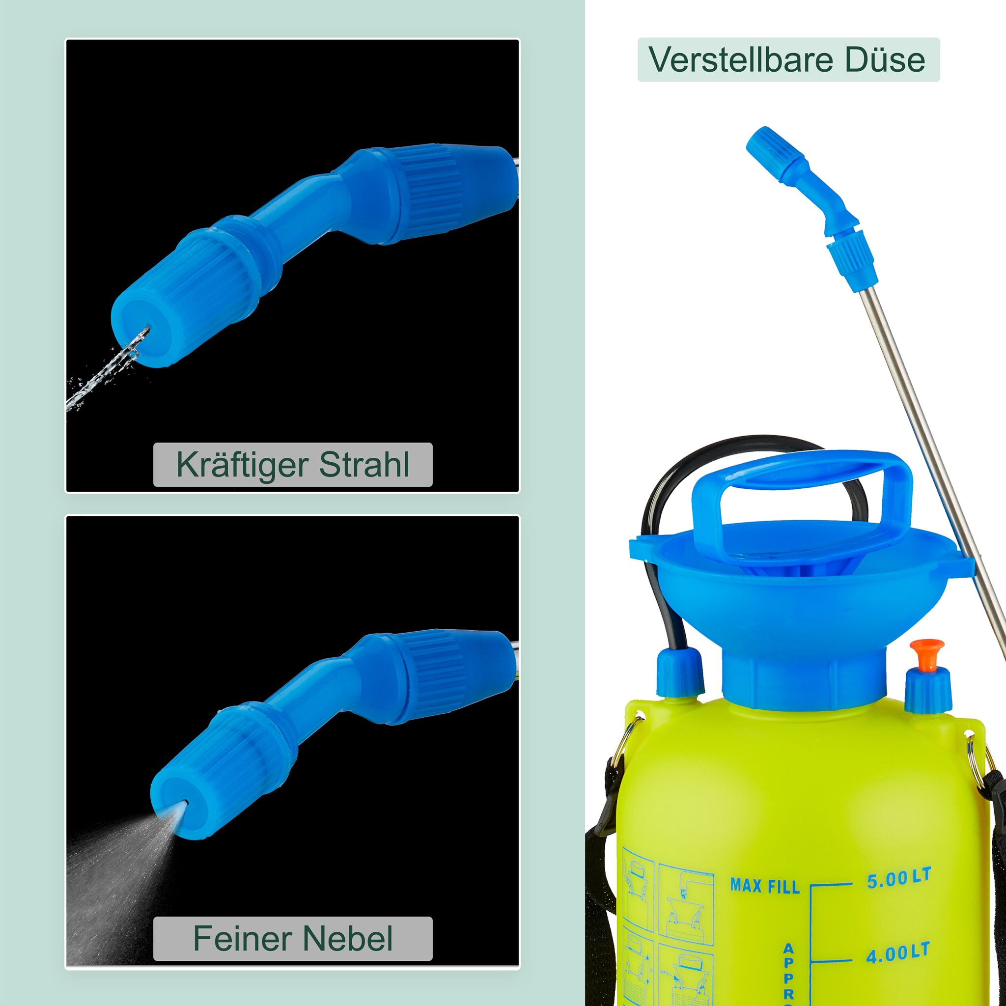 Drucksprüher mit Lanze Blau-Gelb-Schwarz von Relaxdays