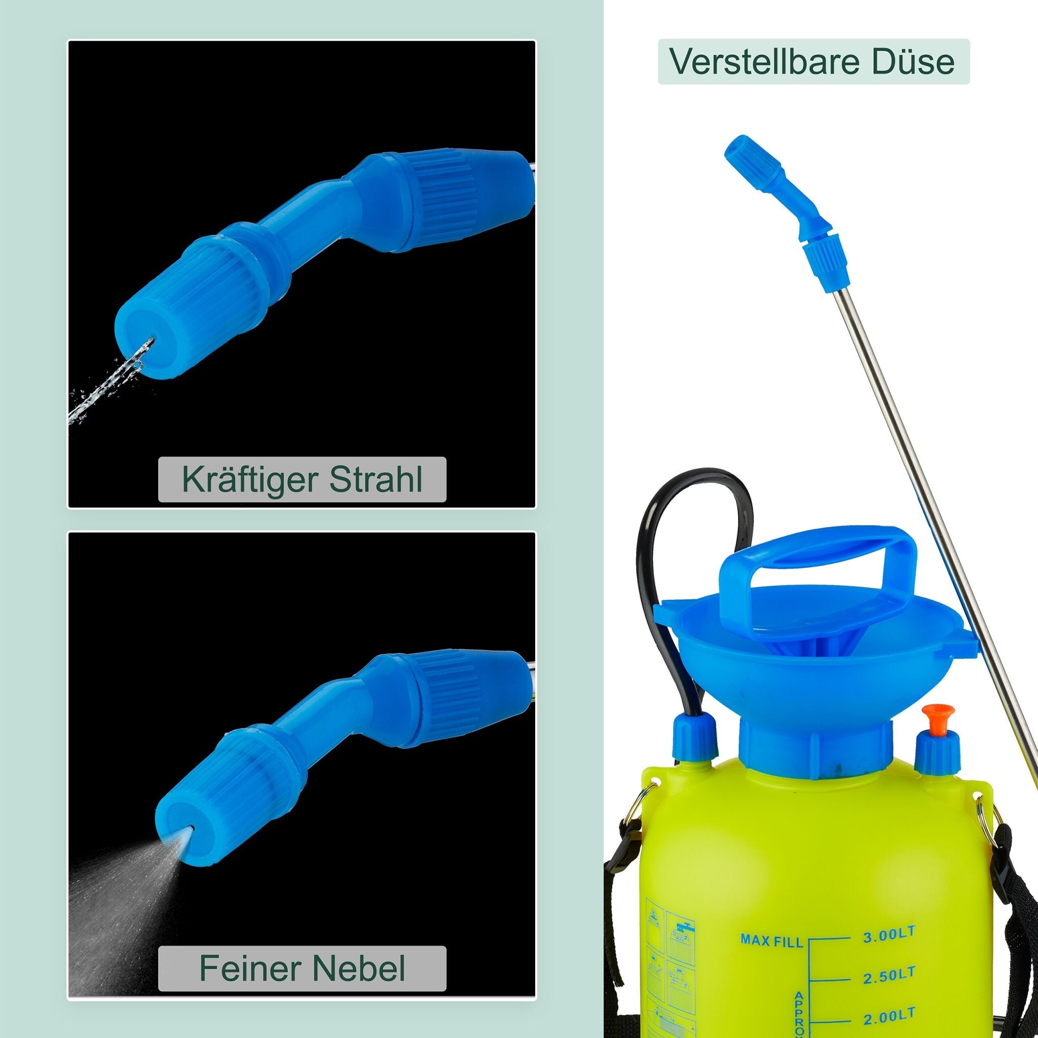 Drucksprüher mit Lanze Blau-Gelb-Schwarz von Relaxdays