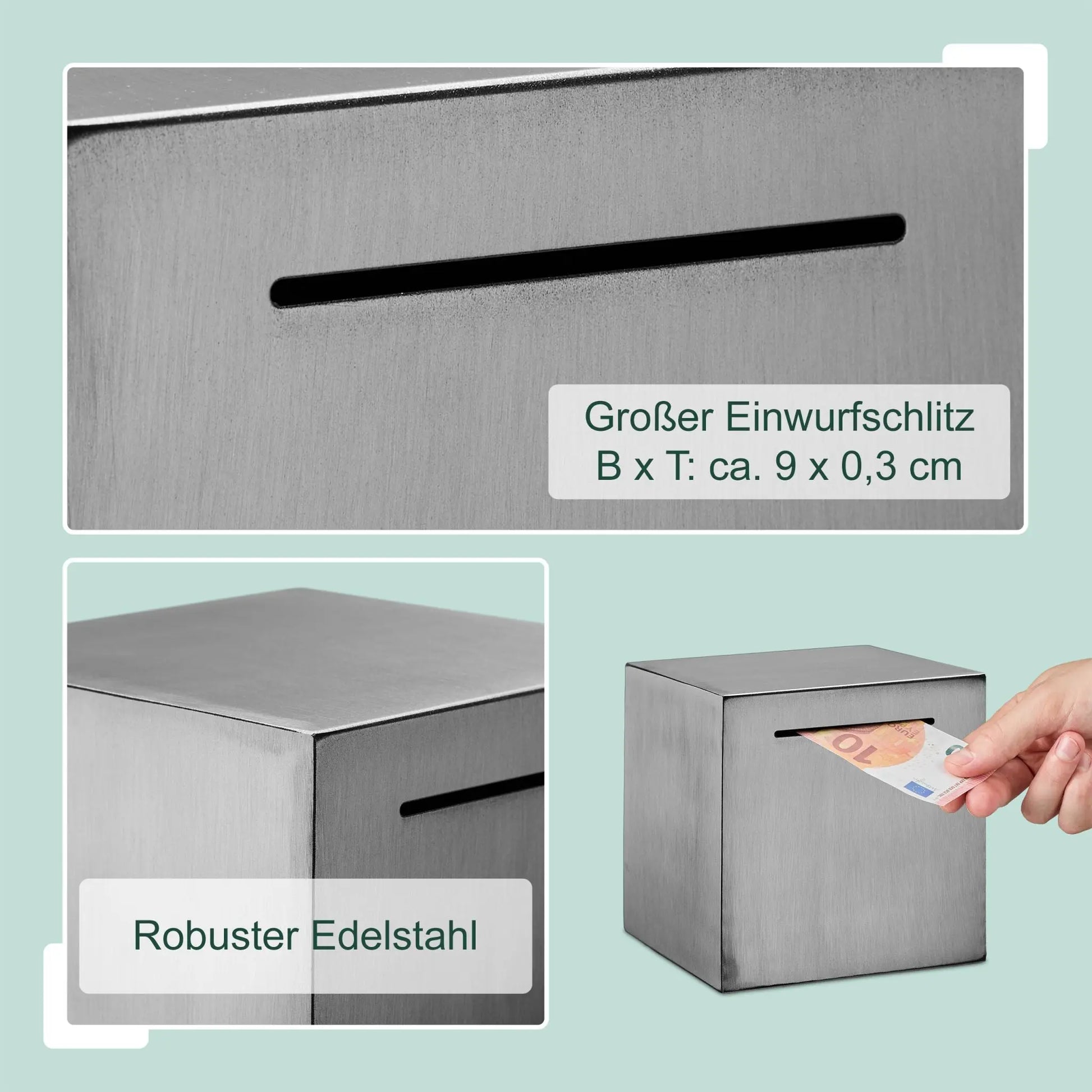 Spardose nicht zum Öffnen Silber von Relaxdays