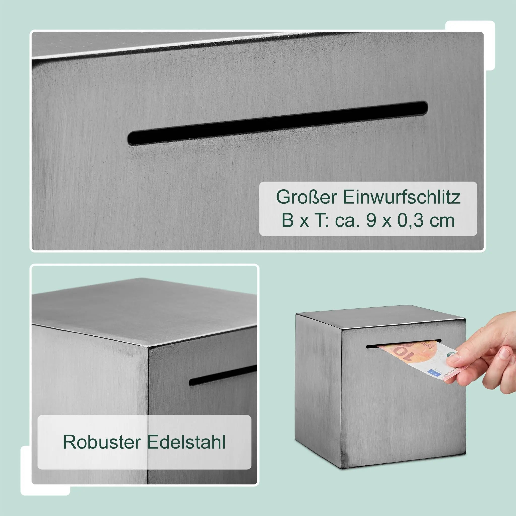 Spardose nicht zum Öffnen Silber von Relaxdays