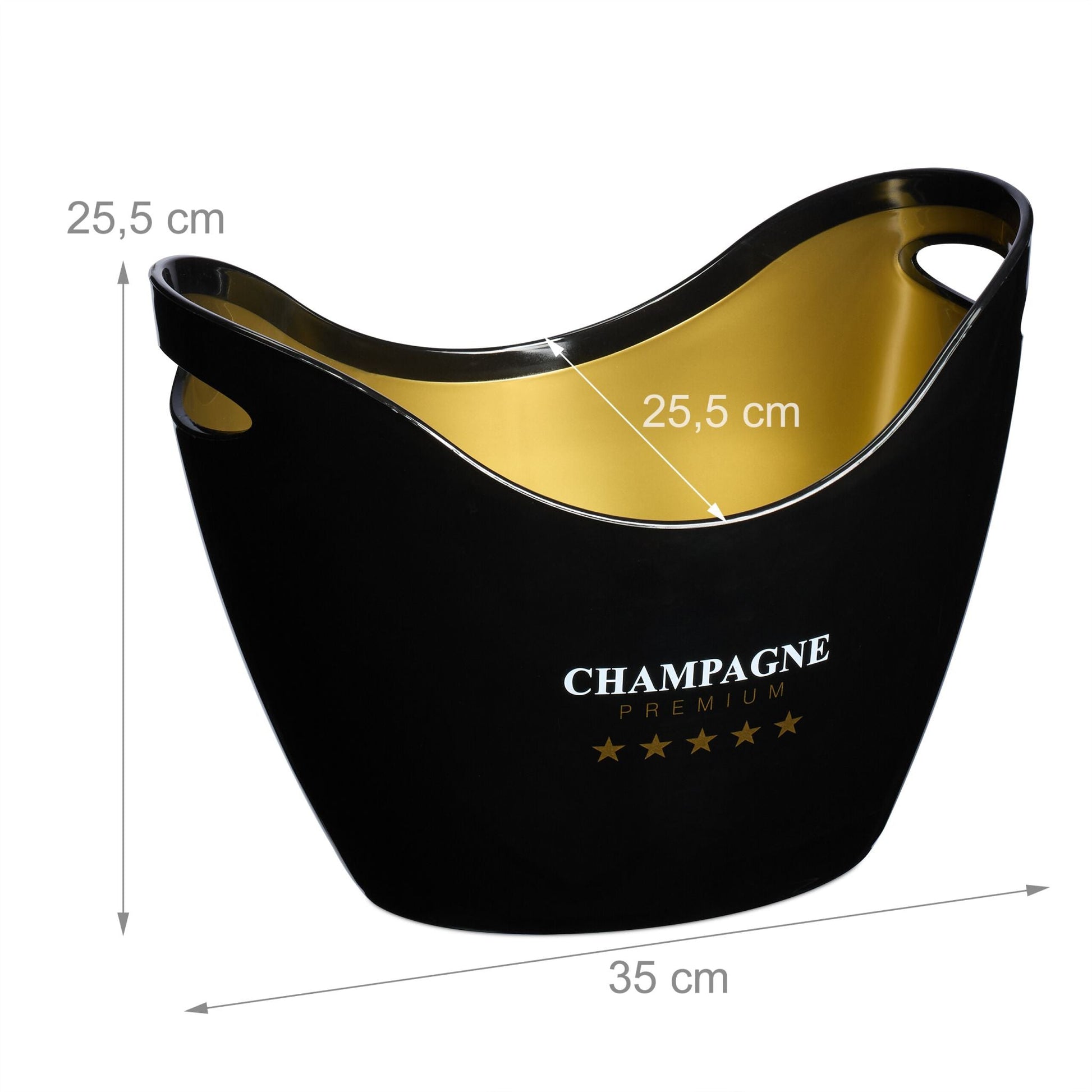 Sektkühler 8l in Schwarz und Gold Weiss-Gold-Schwarz von Relaxdays