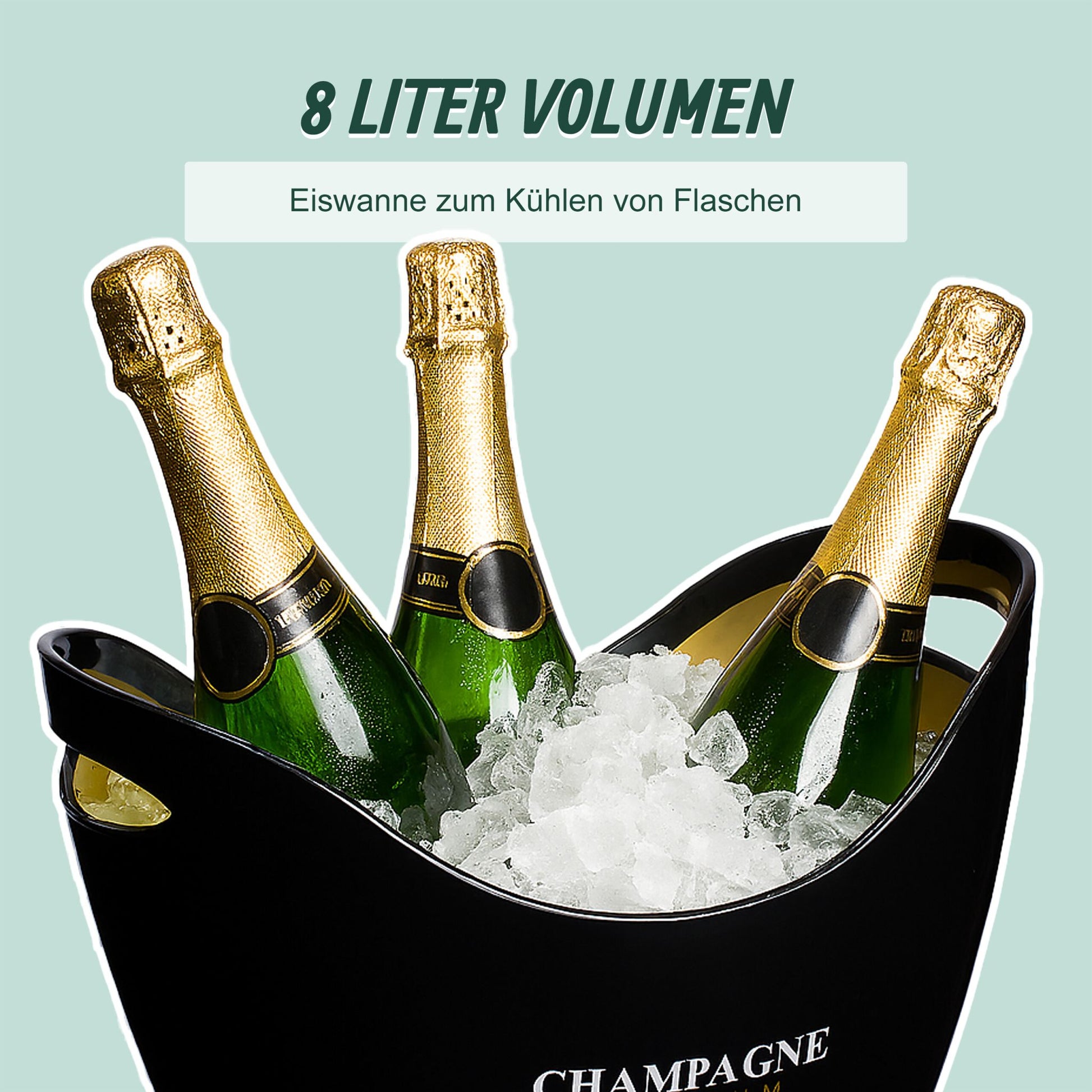 Sektkühler 8l in Schwarz und Gold Weiss-Gold-Schwarz von Relaxdays