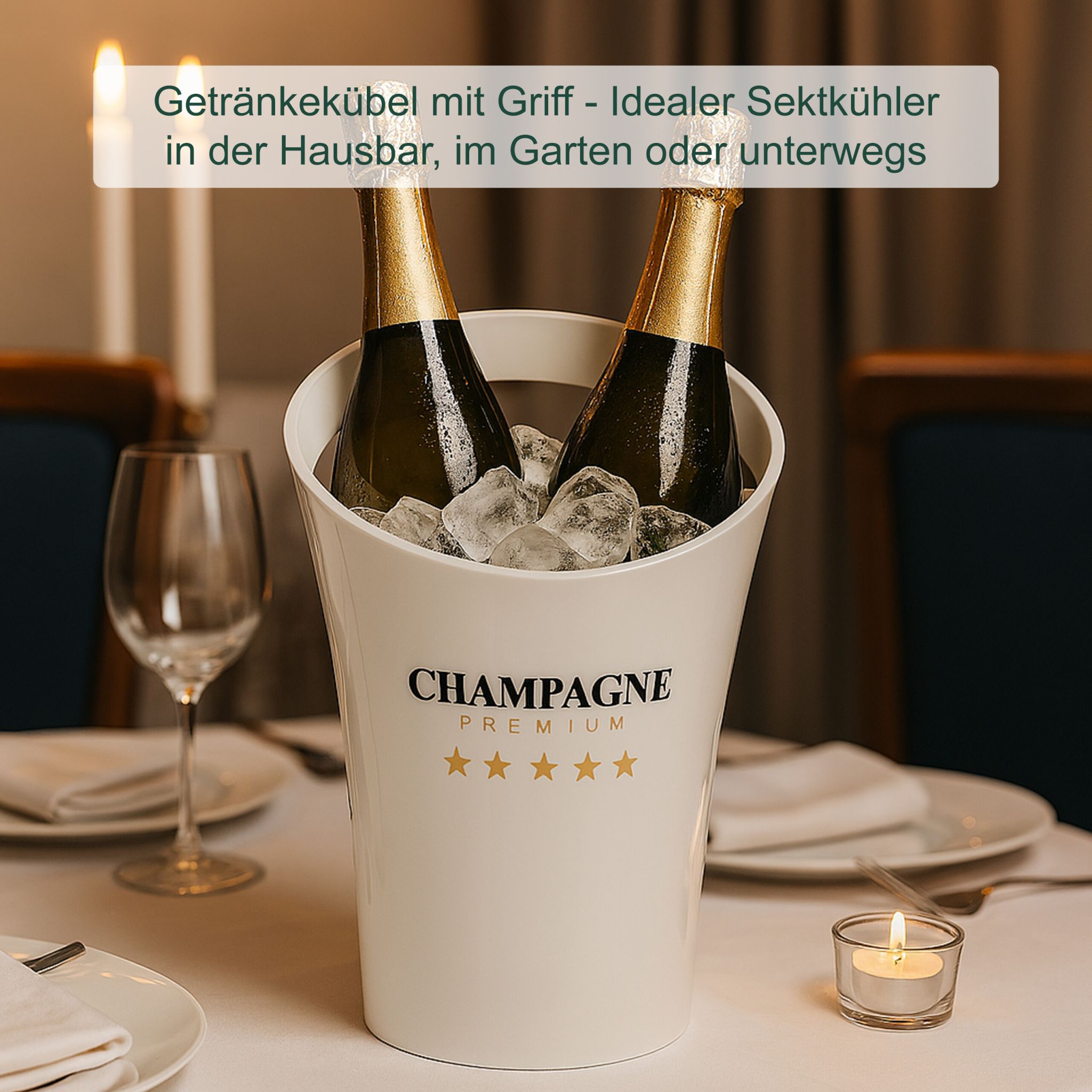 Sektkühler für 2 Flaschen in Weiss Weiss-Gold-Schwarz von Relaxdays
