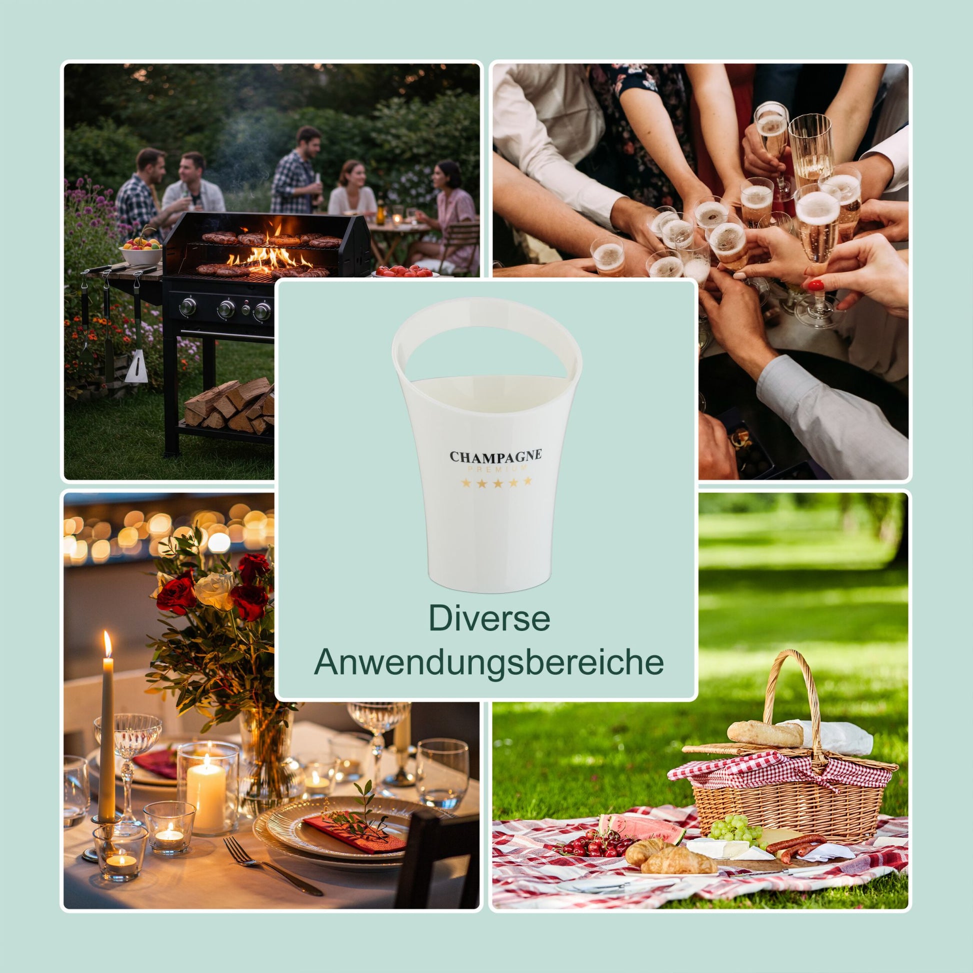 Sektkühler für 2 Flaschen in Weiss Weiss-Gold-Schwarz von Relaxdays