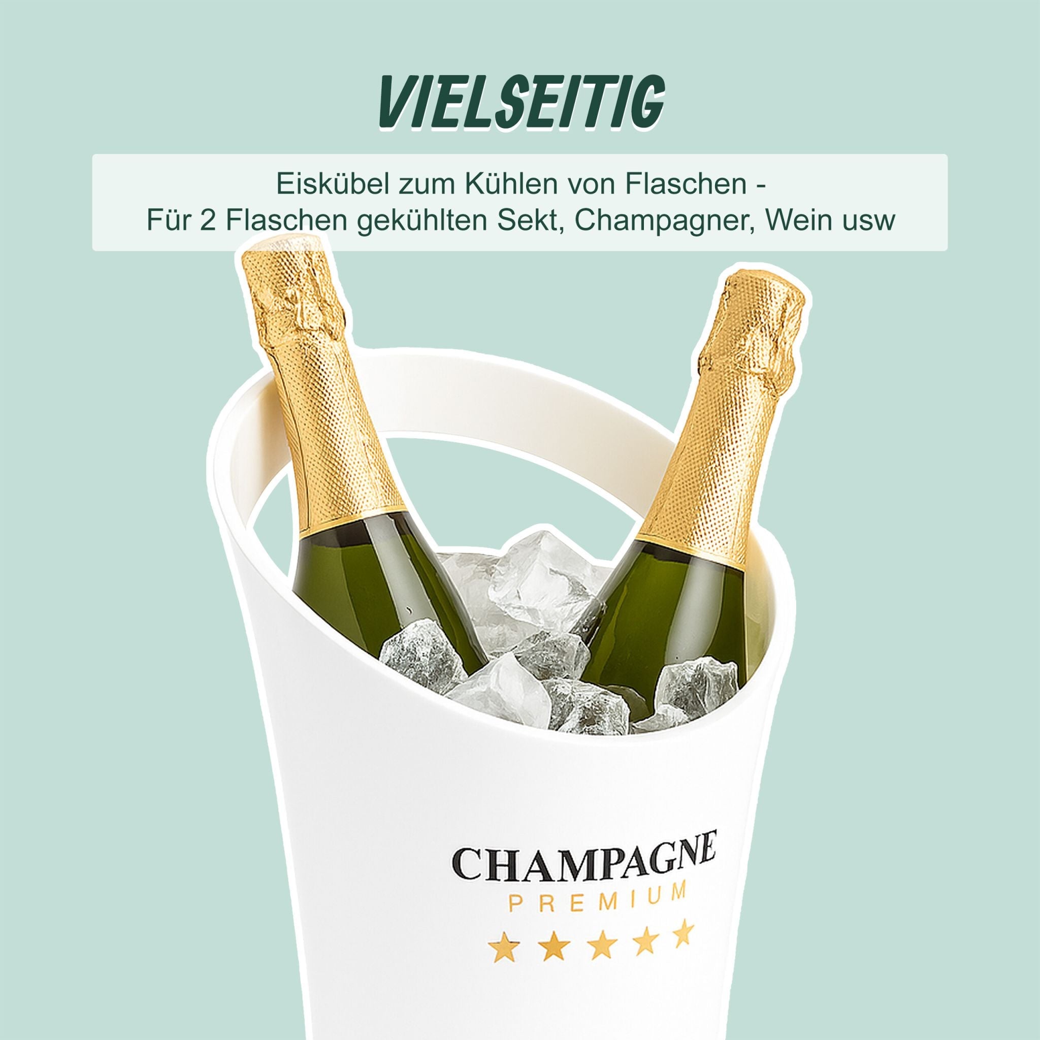 Sektkühler für 2 Flaschen in Weiss Weiss-Gold-Schwarz von Relaxdays