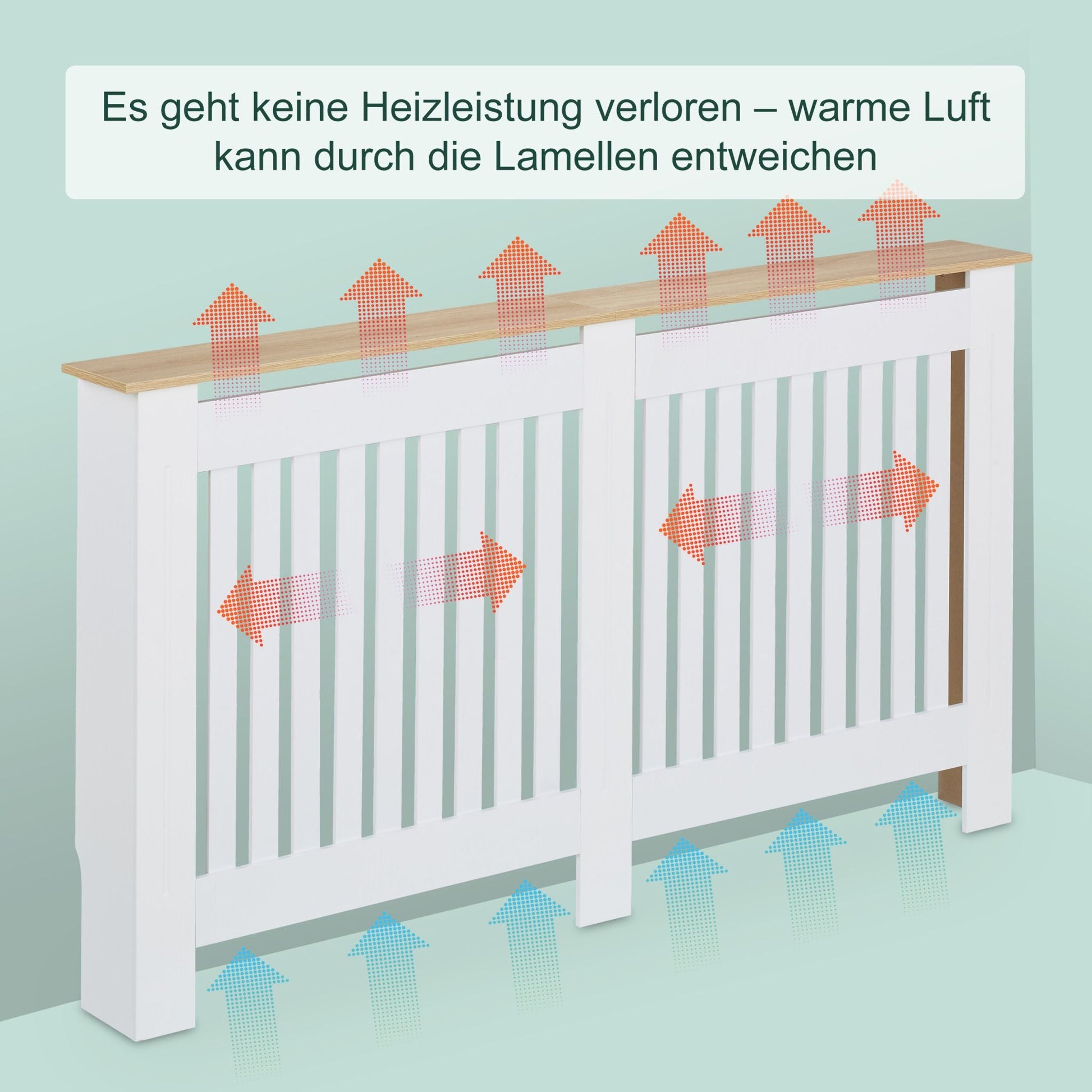 Heizkörperverkleidung m. Holzoptikablage Weiss-Hellbraun von Relaxdays