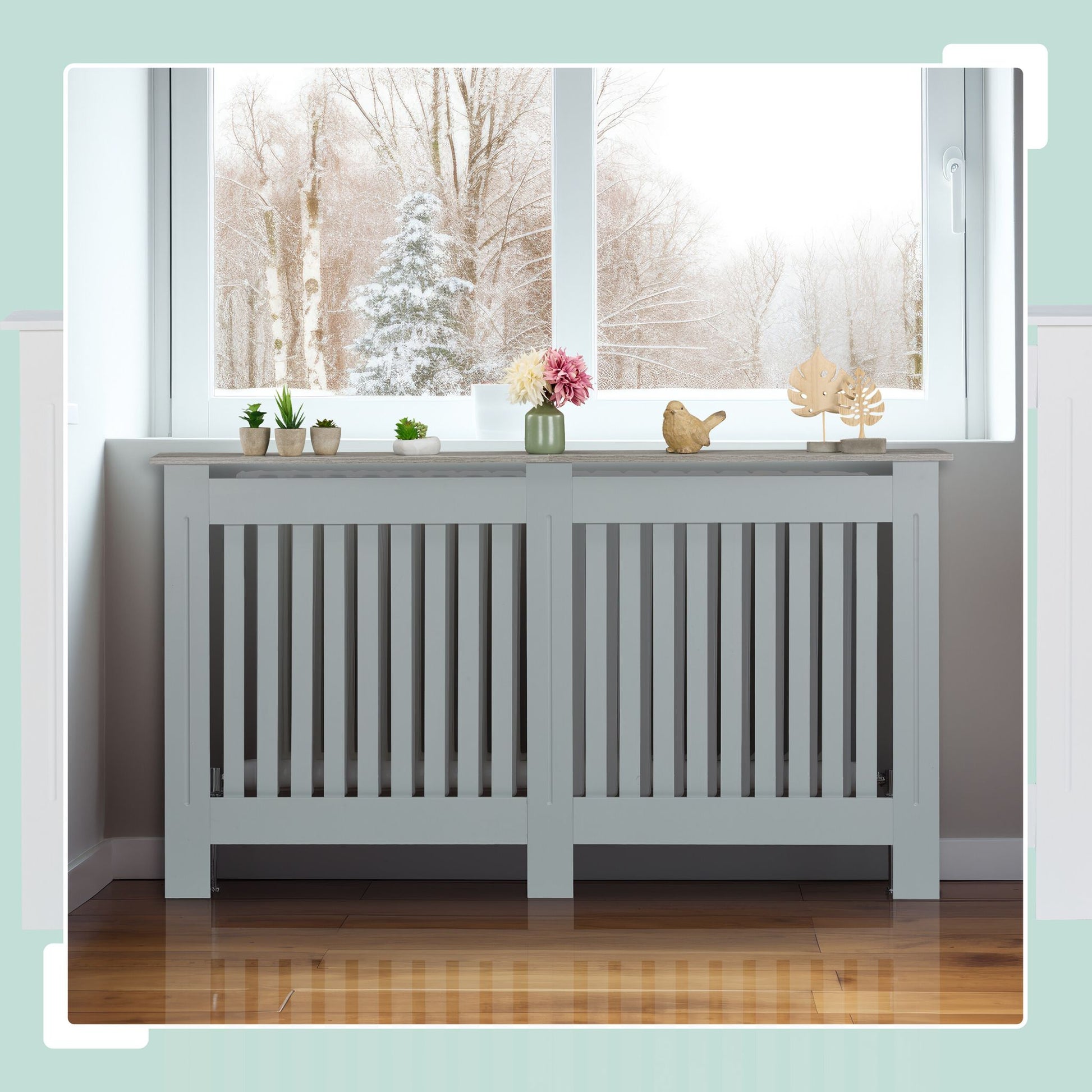 Heizkörperverkleidung m. Holzoptikablage Braun-Grau von Relaxdays