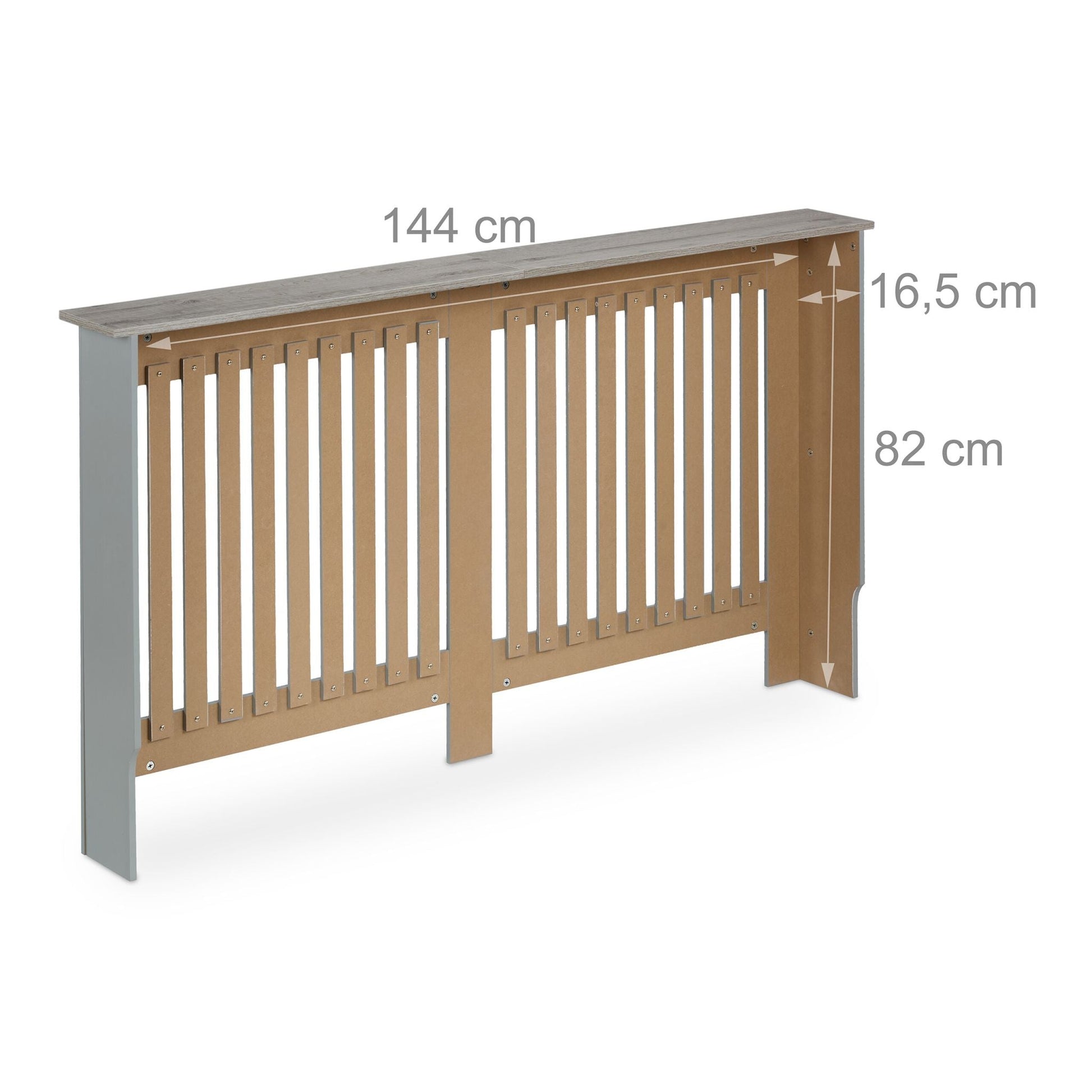 Heizkörperverkleidung m. Holzoptikablage Braun-Grau von Relaxdays