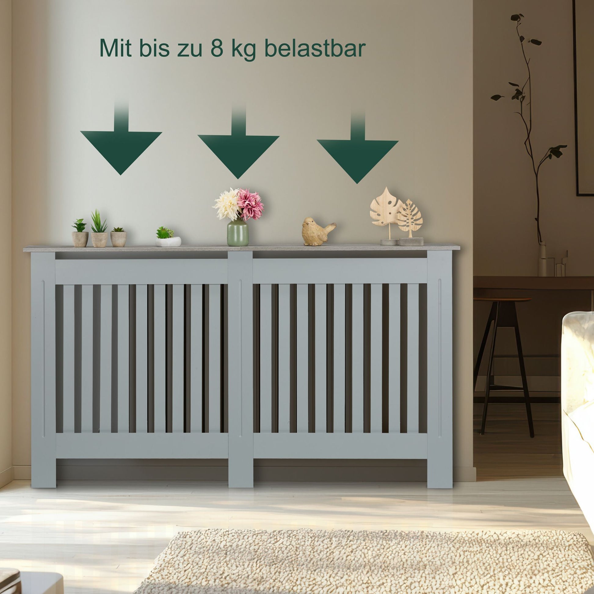 Heizkörperverkleidung m. Holzoptikablage Braun-Grau von Relaxdays