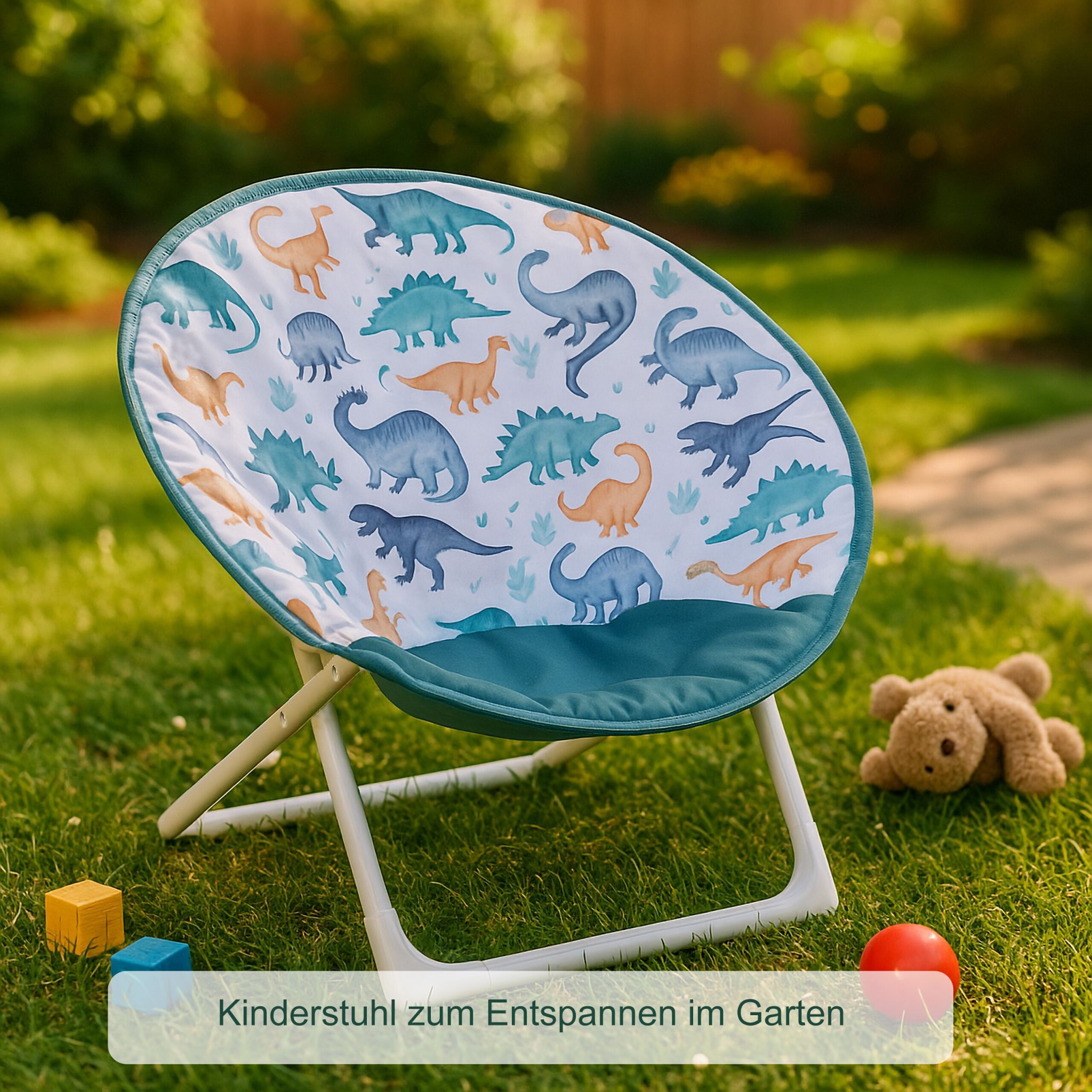 Faltbarer Moonchair für Kinder Weiss-Blau-Braun von Relaxdays