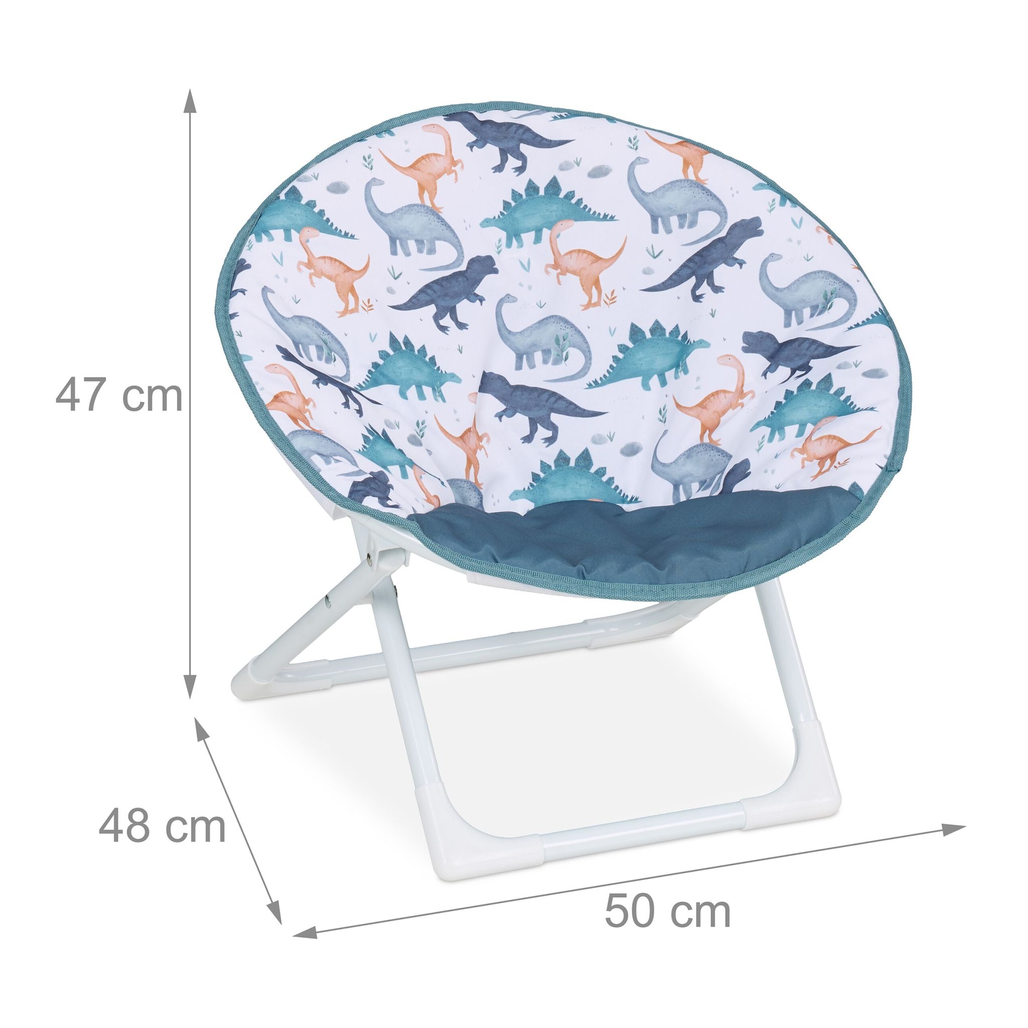 Faltbarer Moonchair für Kinder Weiss-Blau-Braun von Relaxdays