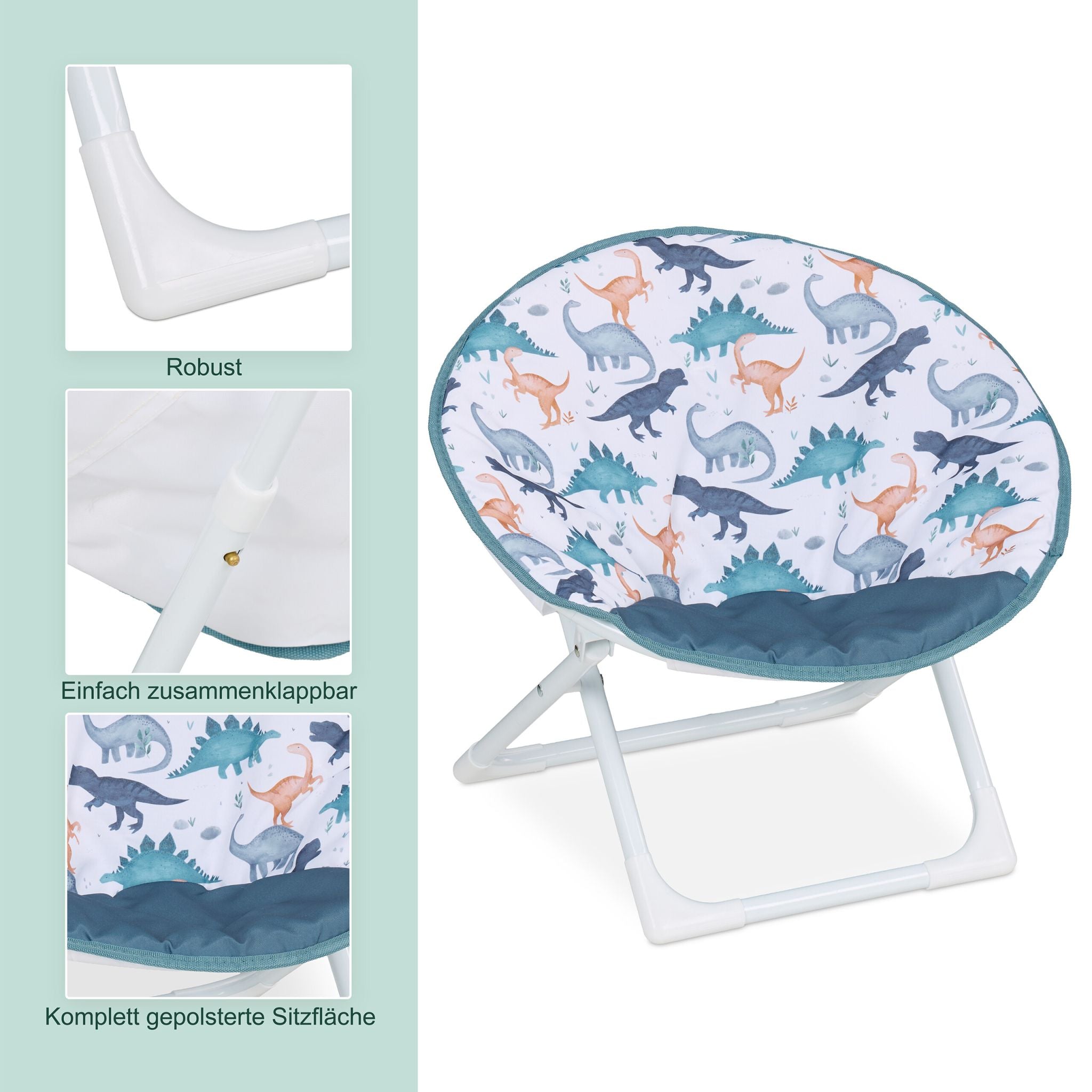 Faltbarer Moonchair für Kinder Weiss-Blau-Braun von Relaxdays