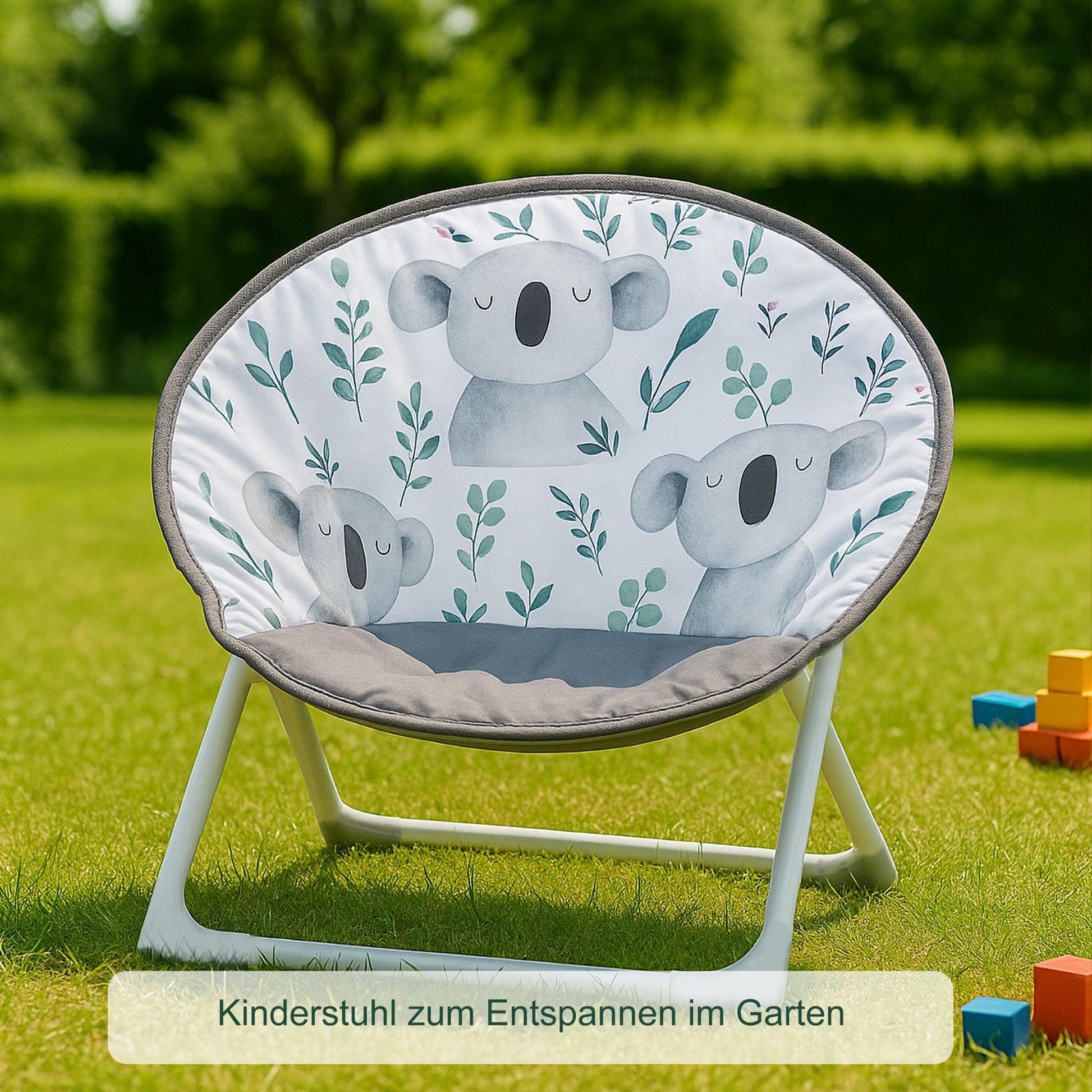 Faltbarer Moonchair für Kinder Weiss-Dunkelgrün-Grau von Relaxdays