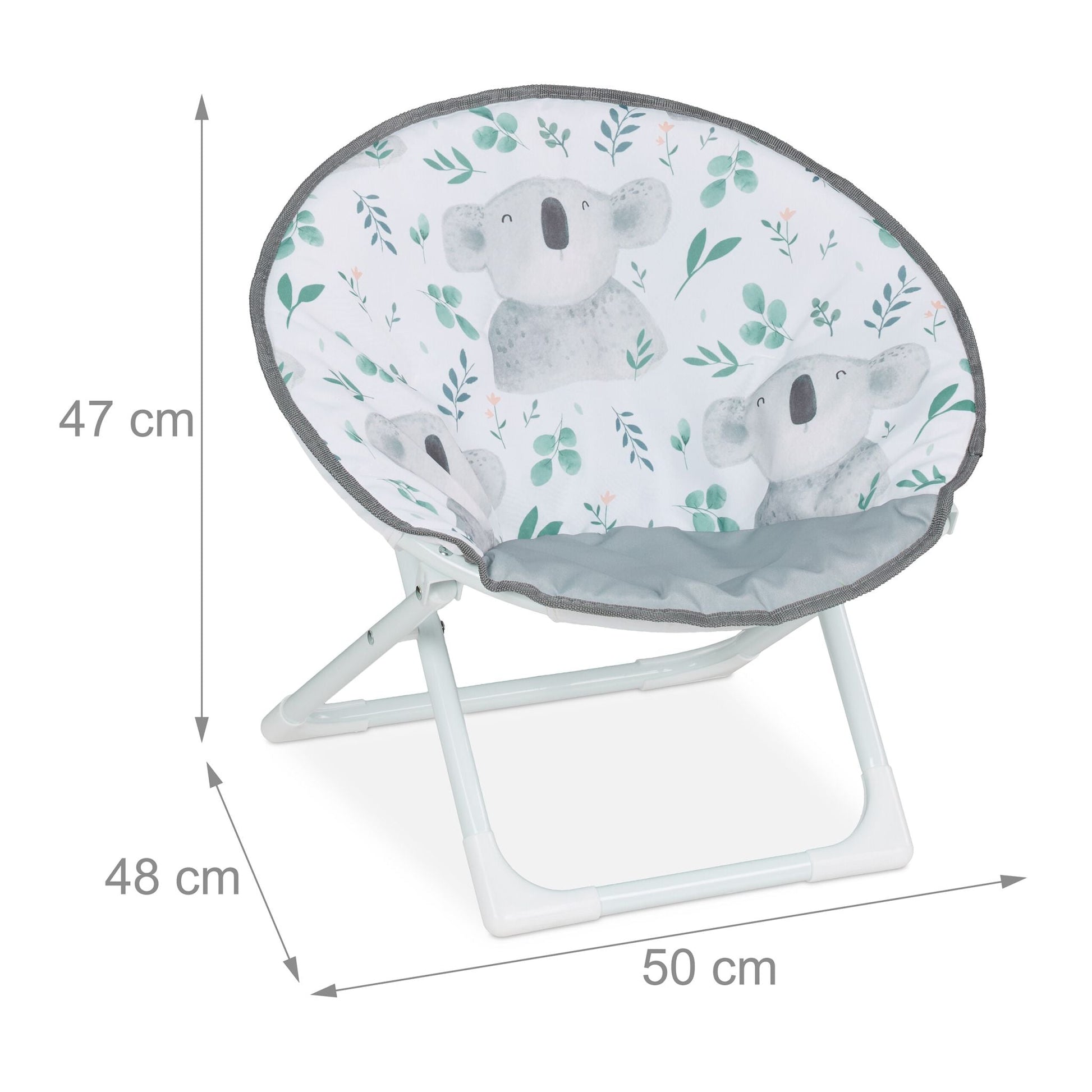 Faltbarer Moonchair für Kinder Weiss-Dunkelgrün-Grau von Relaxdays