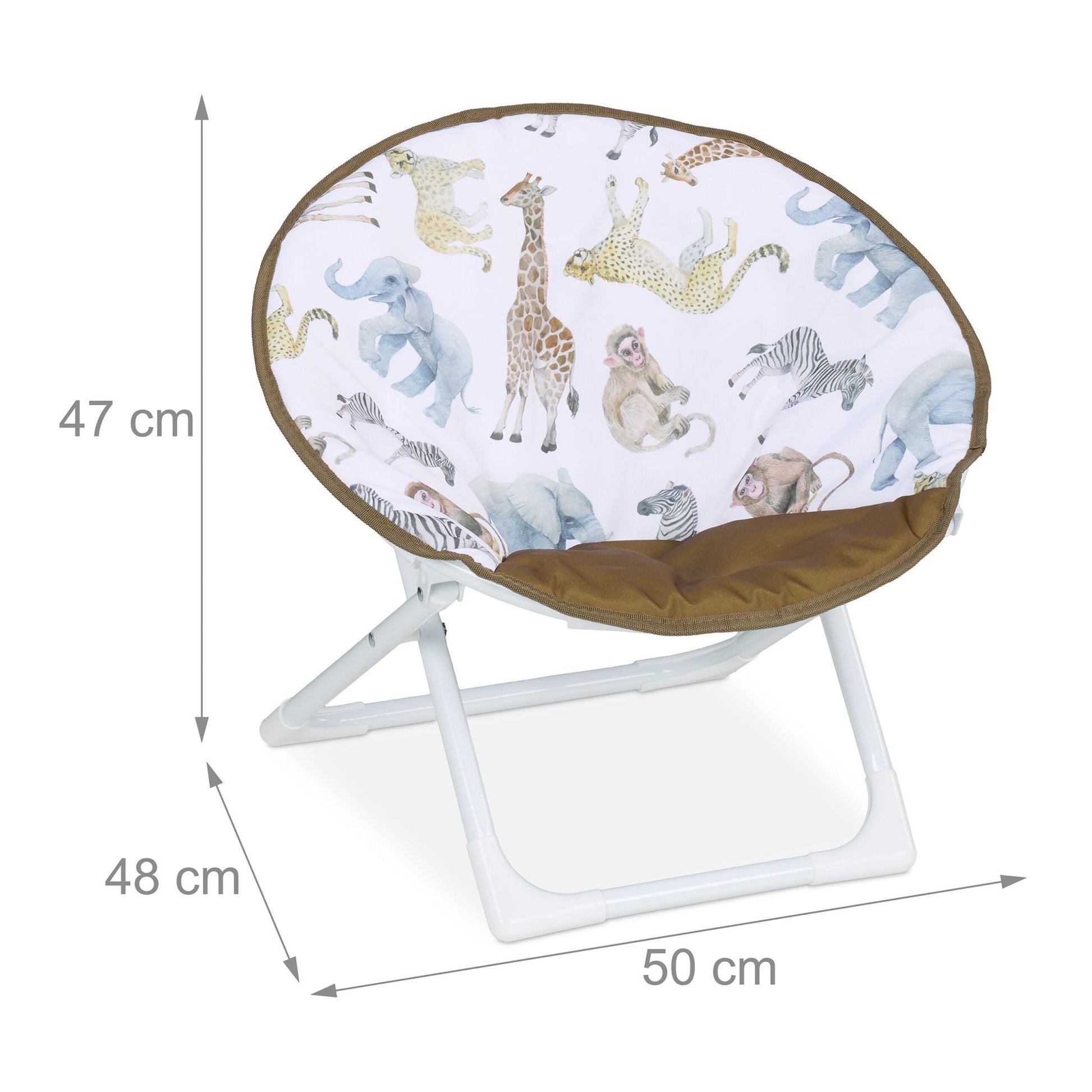 Faltbarer Moonchair für Kinder Weiss-Braun-Dunkelgrün von Relaxdays