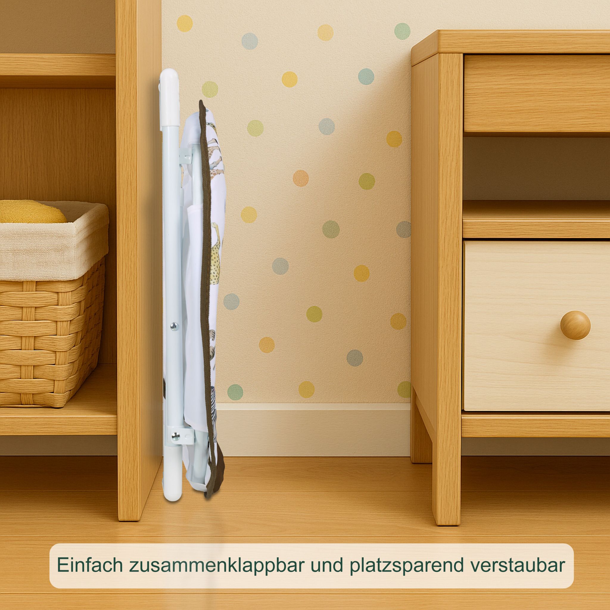 Faltbarer Moonchair für Kinder Weiss-Braun-Dunkelgrün von Relaxdays