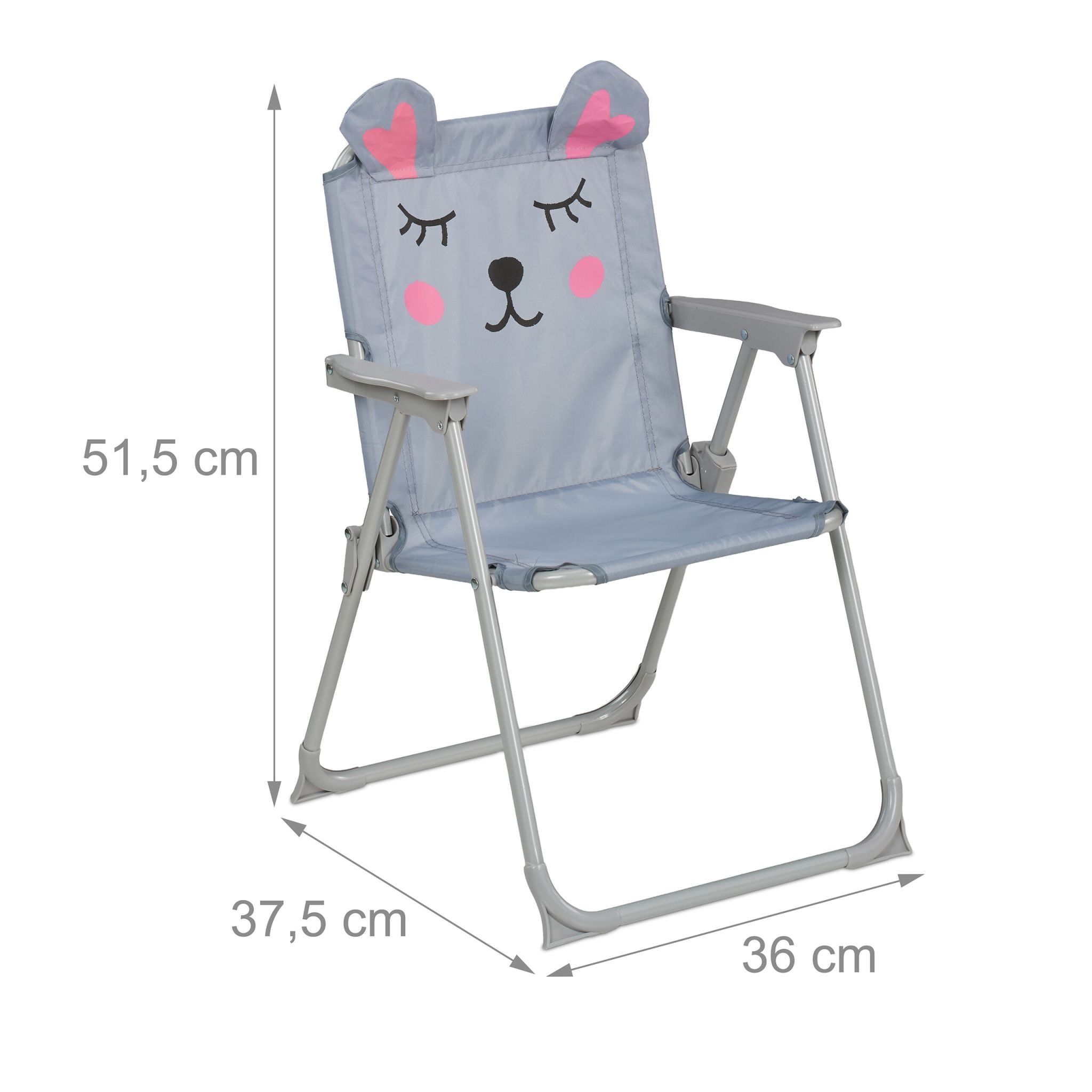 Kinder Klappstuhl mit Motiv Rosa-Schwarz-Grau von Relaxdays