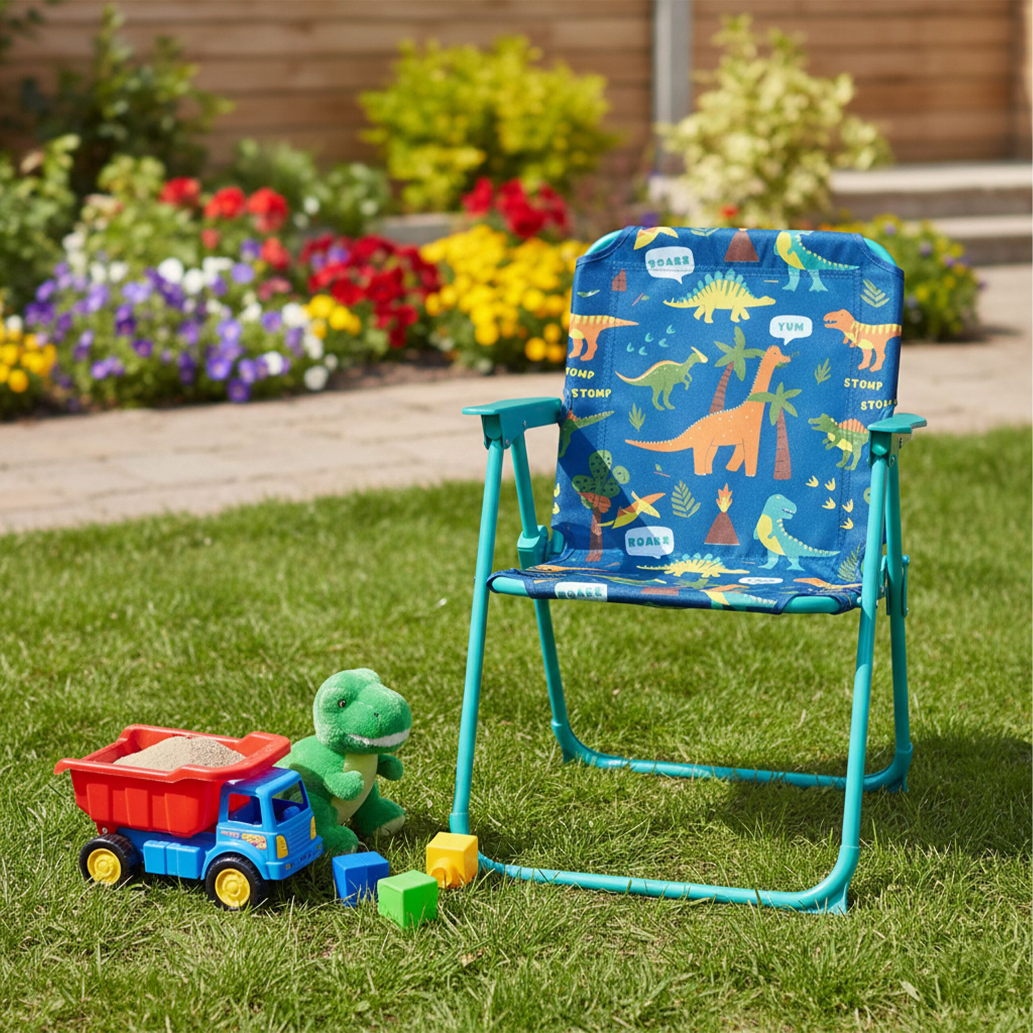 Kinder Klappstuhl mit Motiv Blau-Rosa-Türkis von Relaxdays