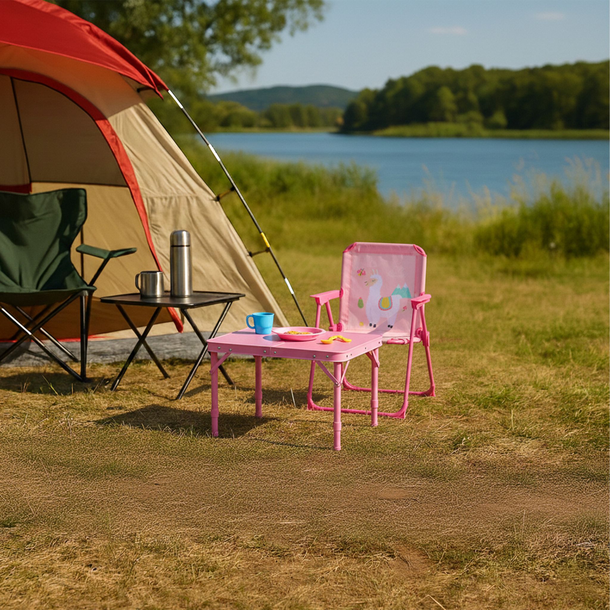 Kinder Klappstuhl mit Motiv Weiss-Pink-Rosa von Relaxdays