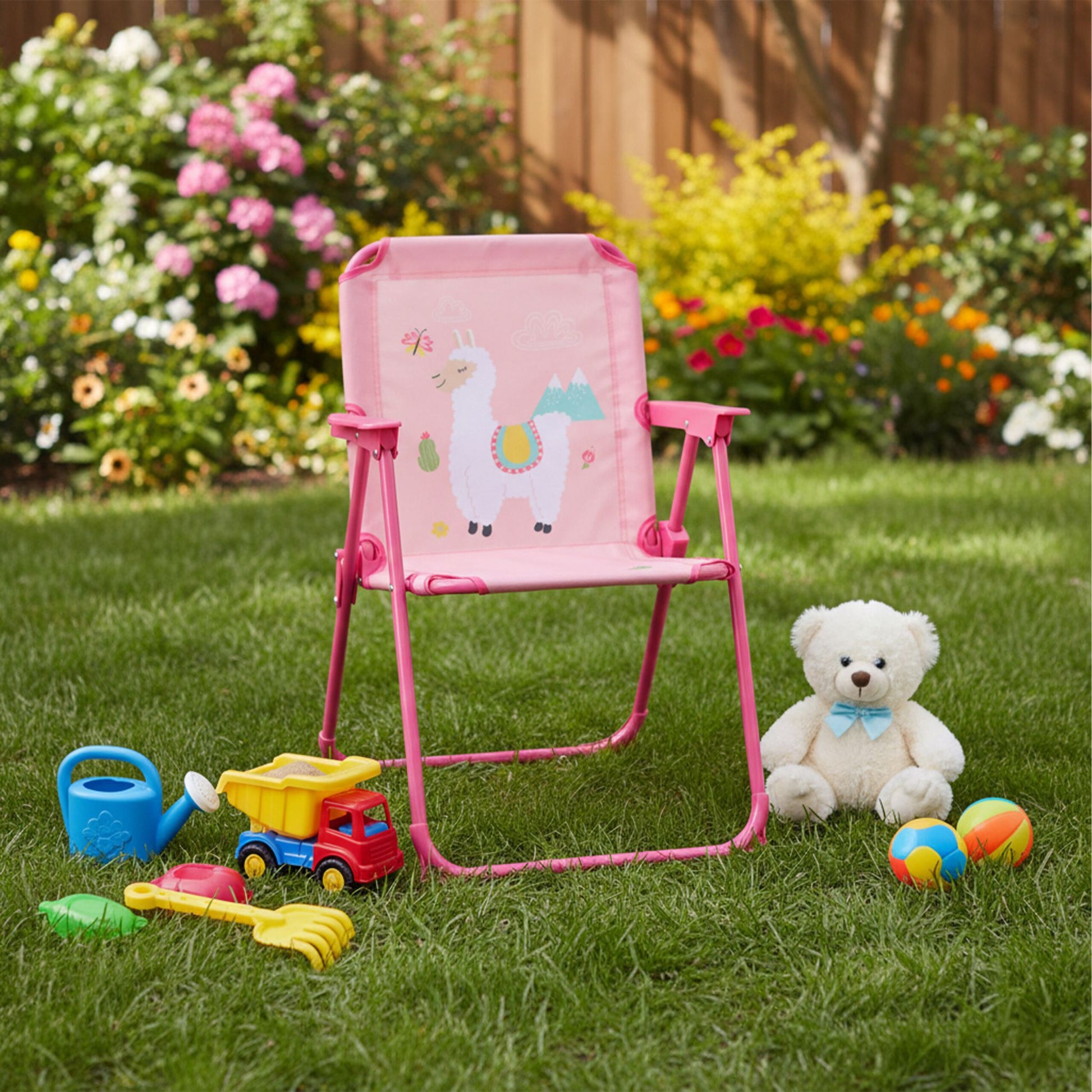 Kinder Klappstuhl mit Motiv Weiss-Pink-Rosa von Relaxdays